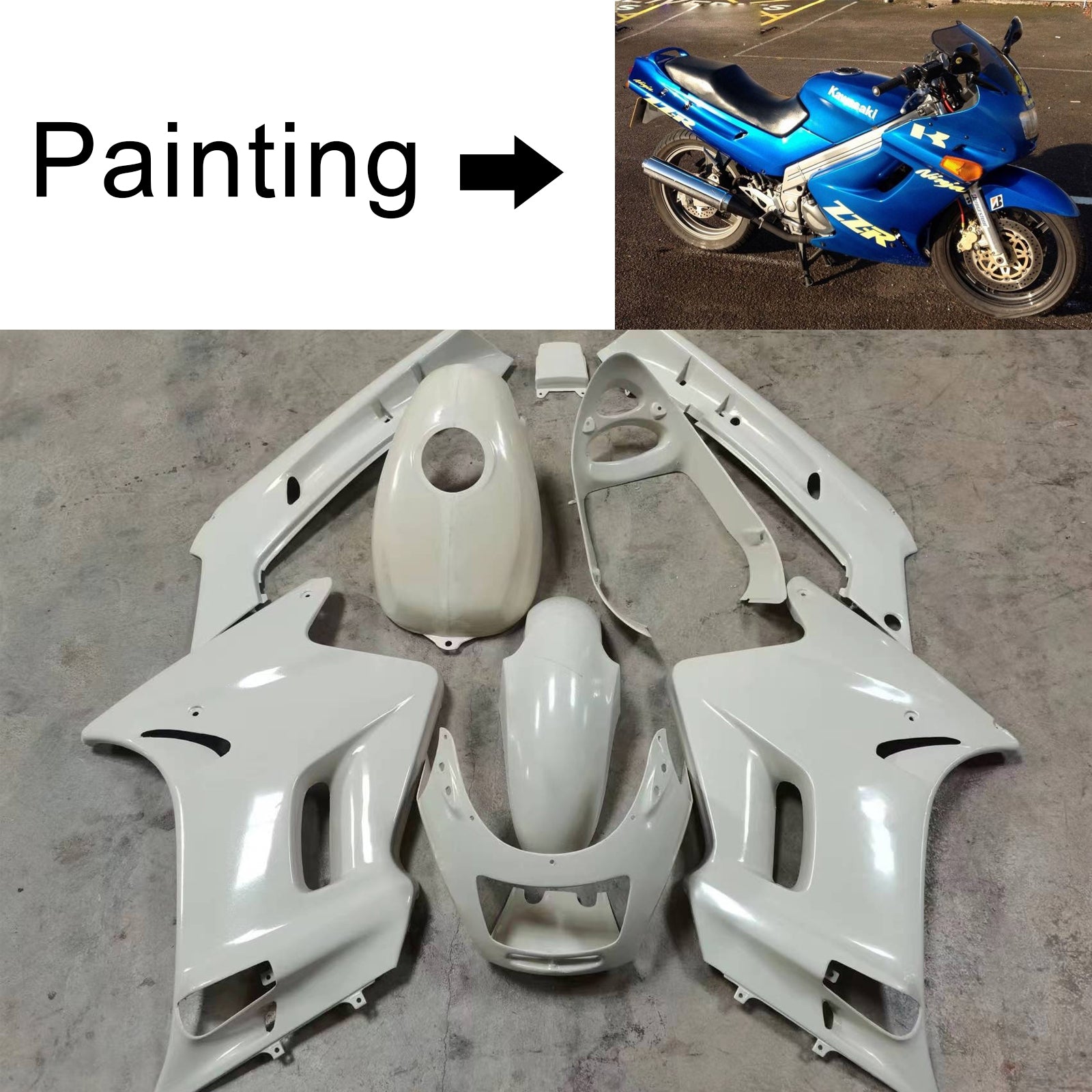 1996-2007 Kawasaki ZZR250 injektionsmässa kit Bodywork ABS