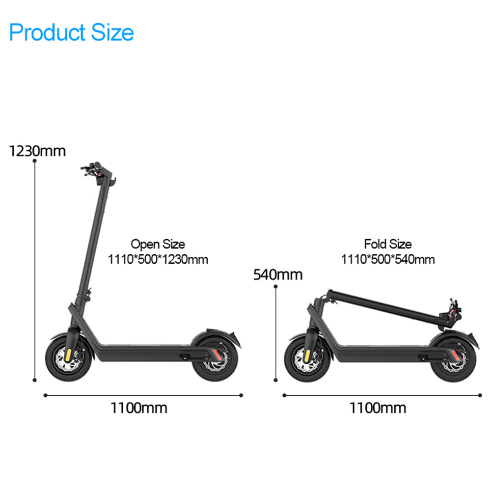 10" Opvouwbare elektrische scooter 500W, bereik 70 km, 40 km/u voor volwassenen in de stad