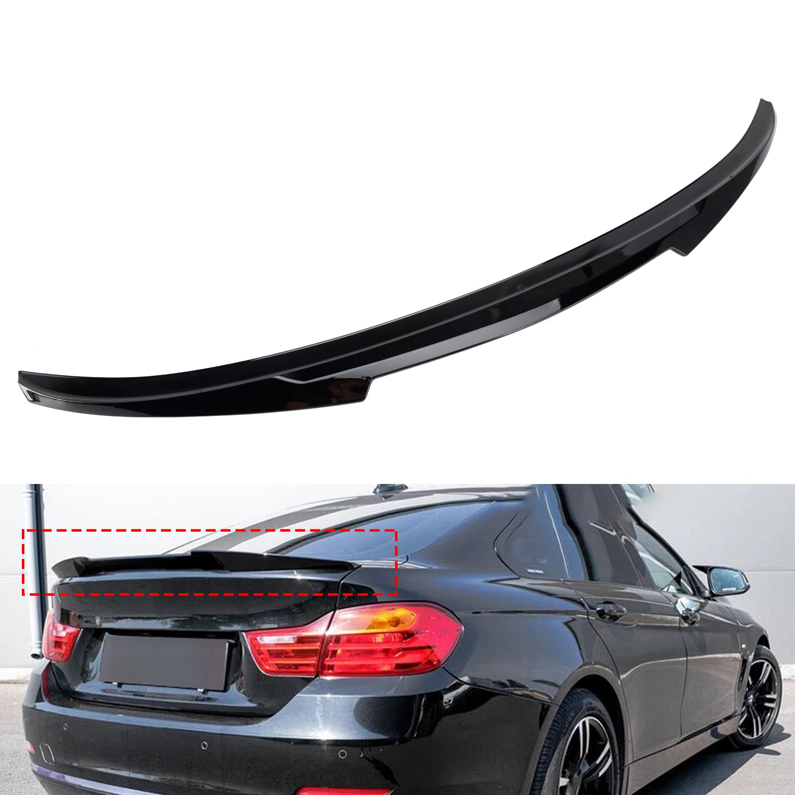 2014-2020 BMW 4 Series F36 4DR Coupe M4 Style Gloss Black Rear Boot Spoiler