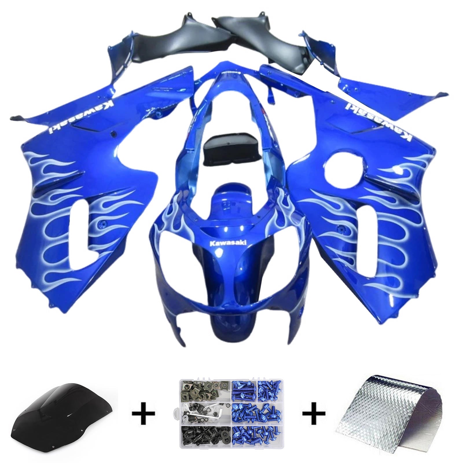 2000-2001 Kawasaki ZX12R Injektionsmässa kit Kroppsarbete Plastisk ABS