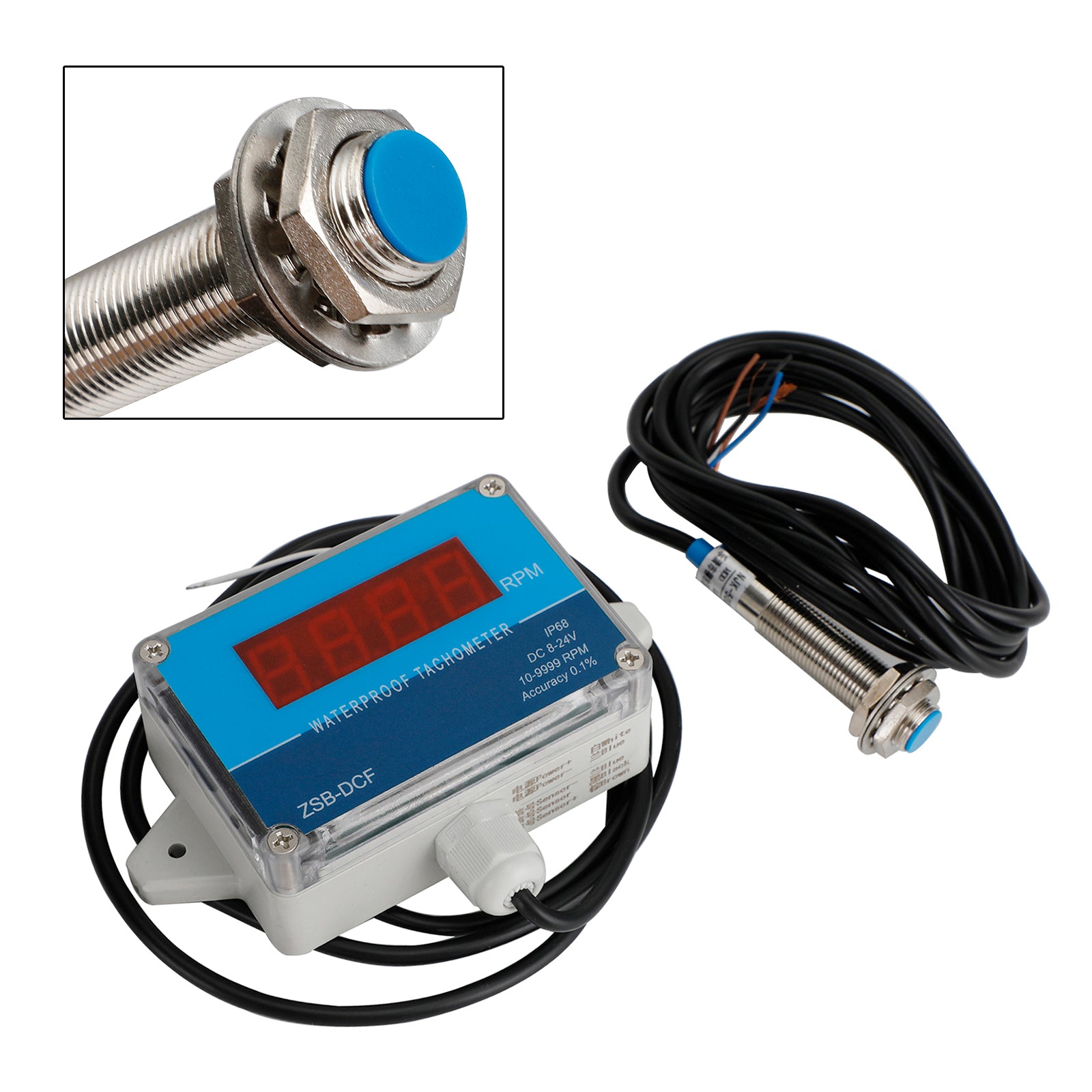 DC 8-24V Hall Tacomômetro Digital LED Motor Speed Meder Tester IP68 Imper impermeável
