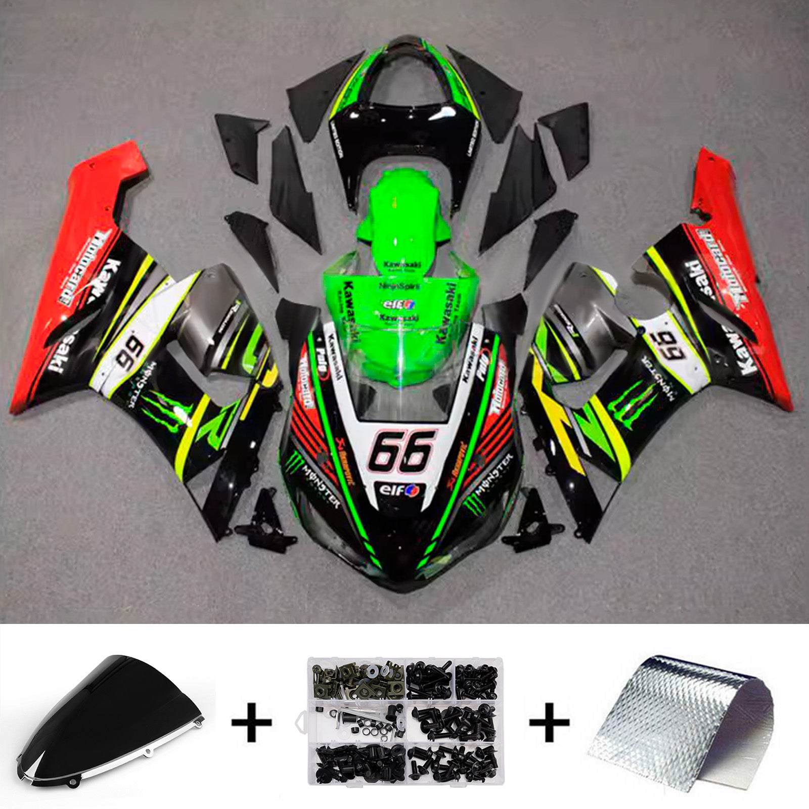 Kit carena iniezione carrozzeria in plastica ABS adatta per Kawasaki ZX6R 636 2005-2006