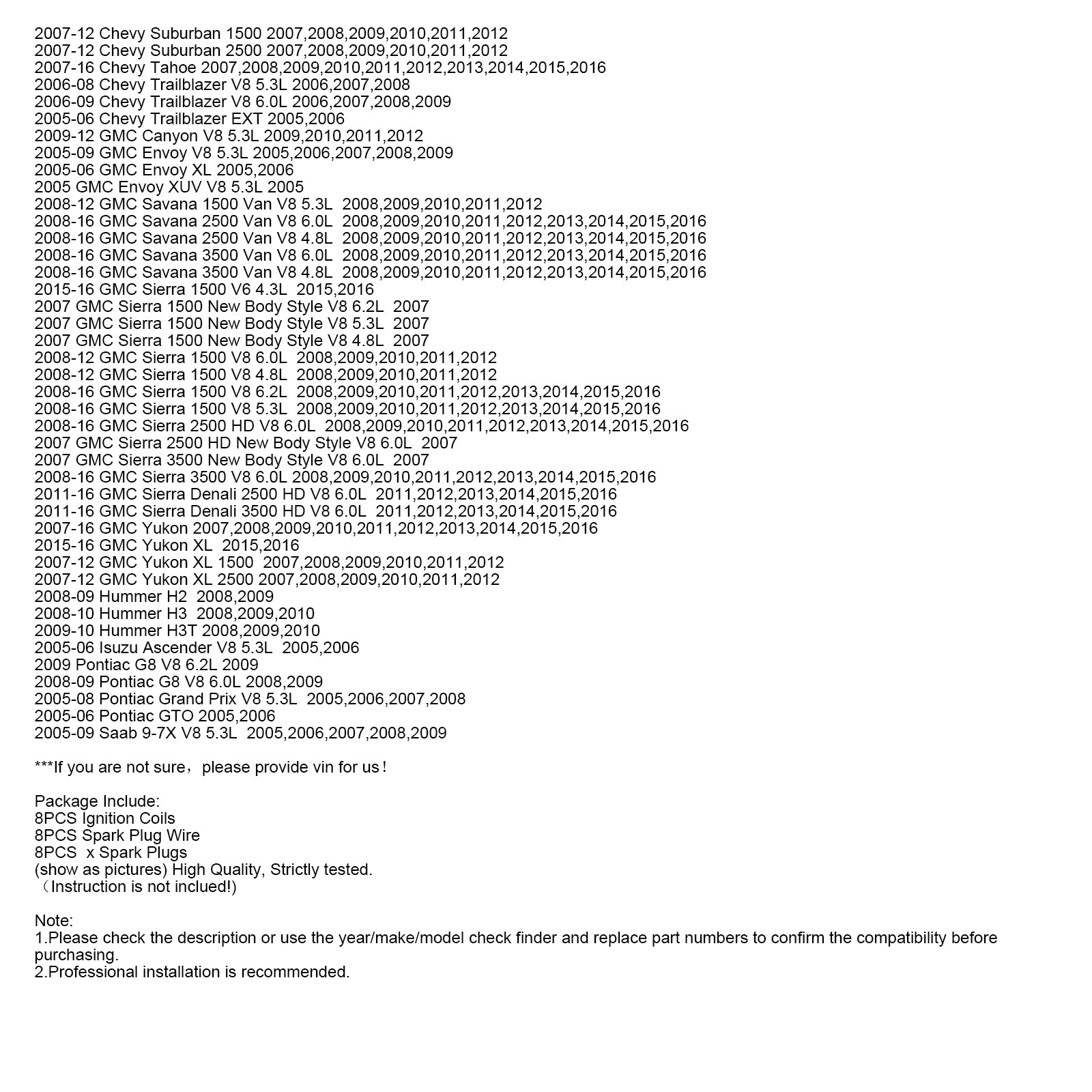 2008-2010 Hummer H3 8x Bobine + Bougie + Draad UF414