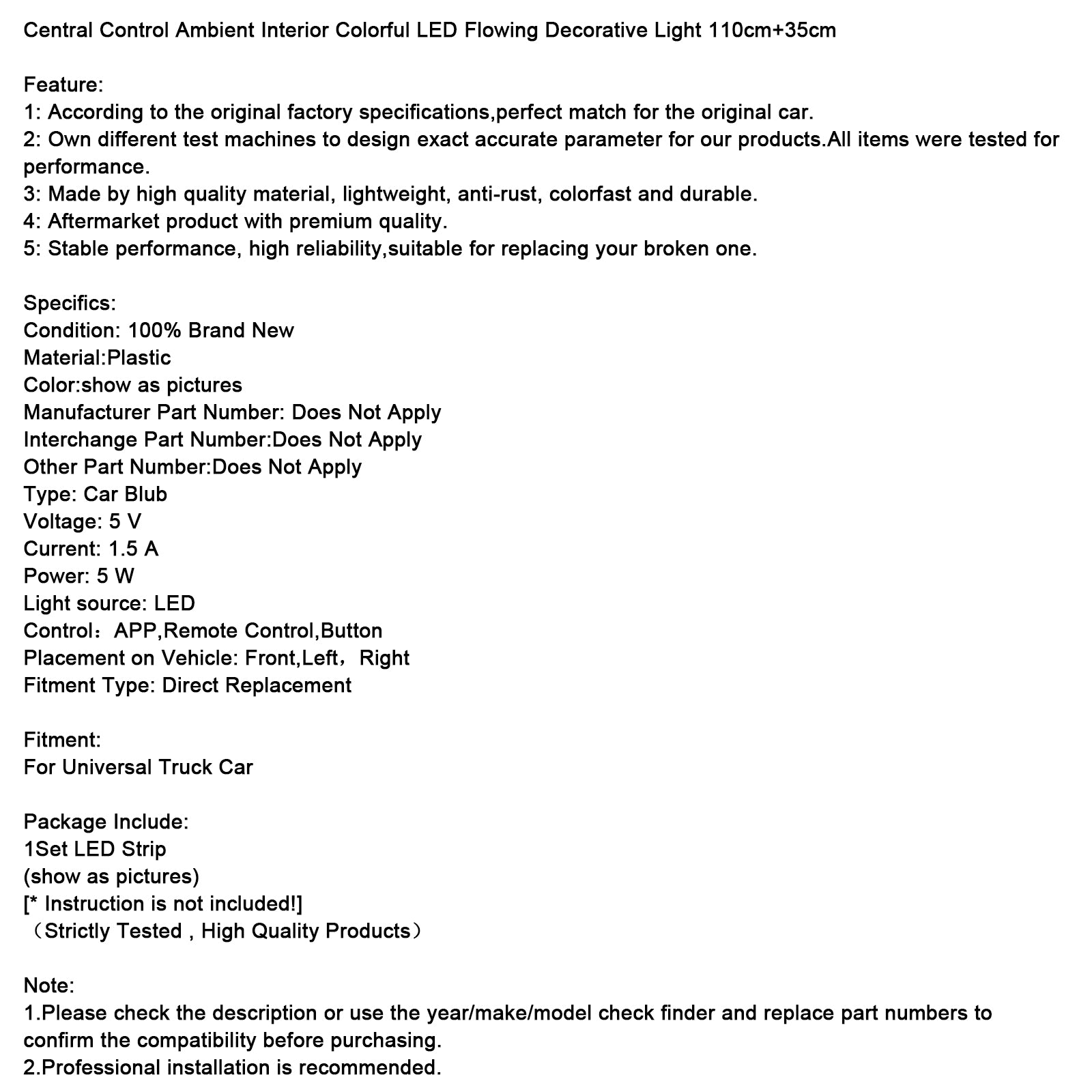 Centrale bediening Ambient Interior Kleurrijk LED vloeiend decoratief licht 110 cm + 35 cm