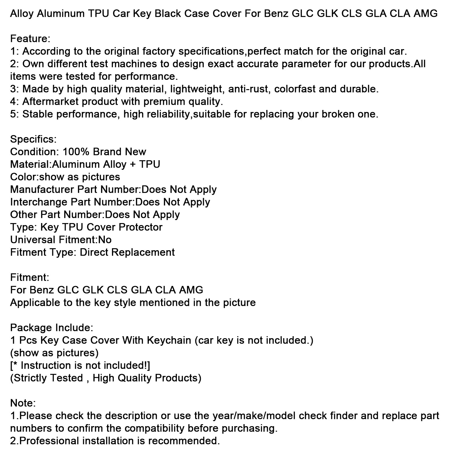 Étui marron pour clé de voiture en alliage d'aluminium TPU, housse pour Benz GLC GLK CLS GLA CLA AMG