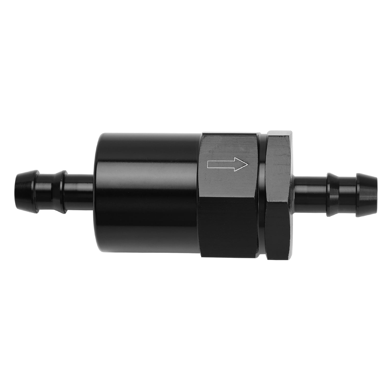 Black Inline EFI Fuel Systems Filter Adapter 3/8" Barb With 30 Micron Filter Element