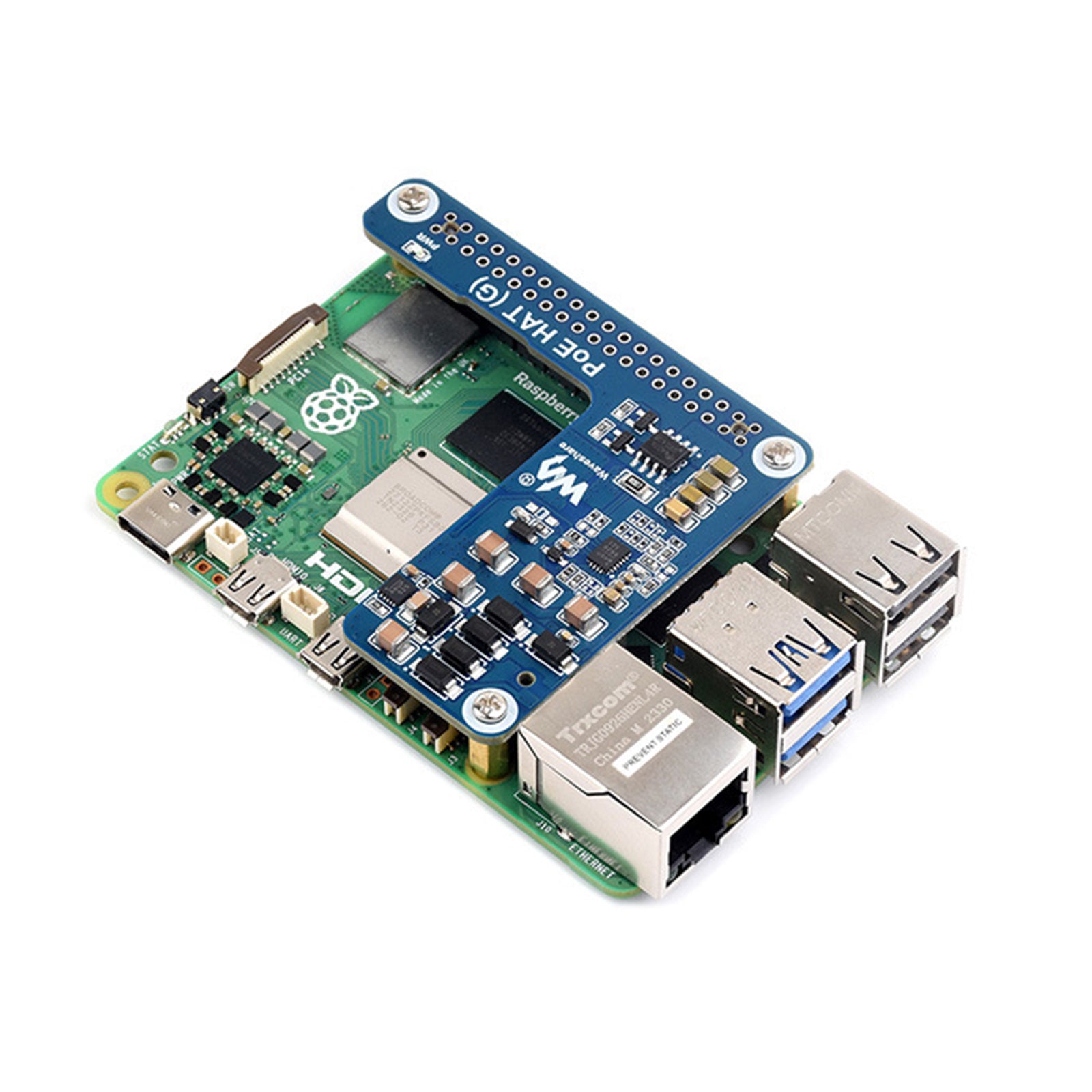 Raspberry Pi 5 Conselho de Expansão Ethernet Módulo de fonte de alimentação POE 802.3af/at