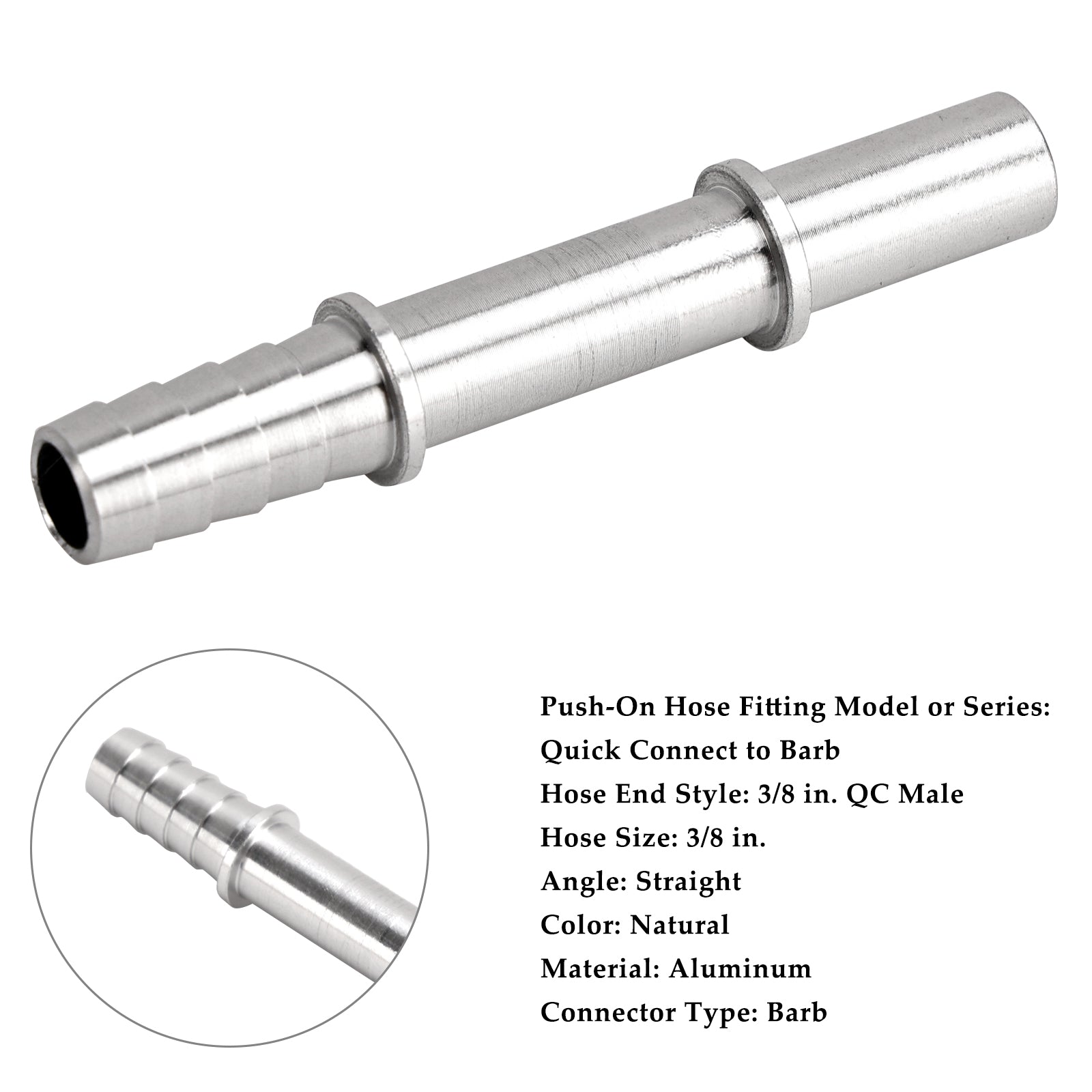 Quick Connect 3/8 Fuel Rail Hose To 3/8 Barb Adapter Fitting AN817-02-06BA