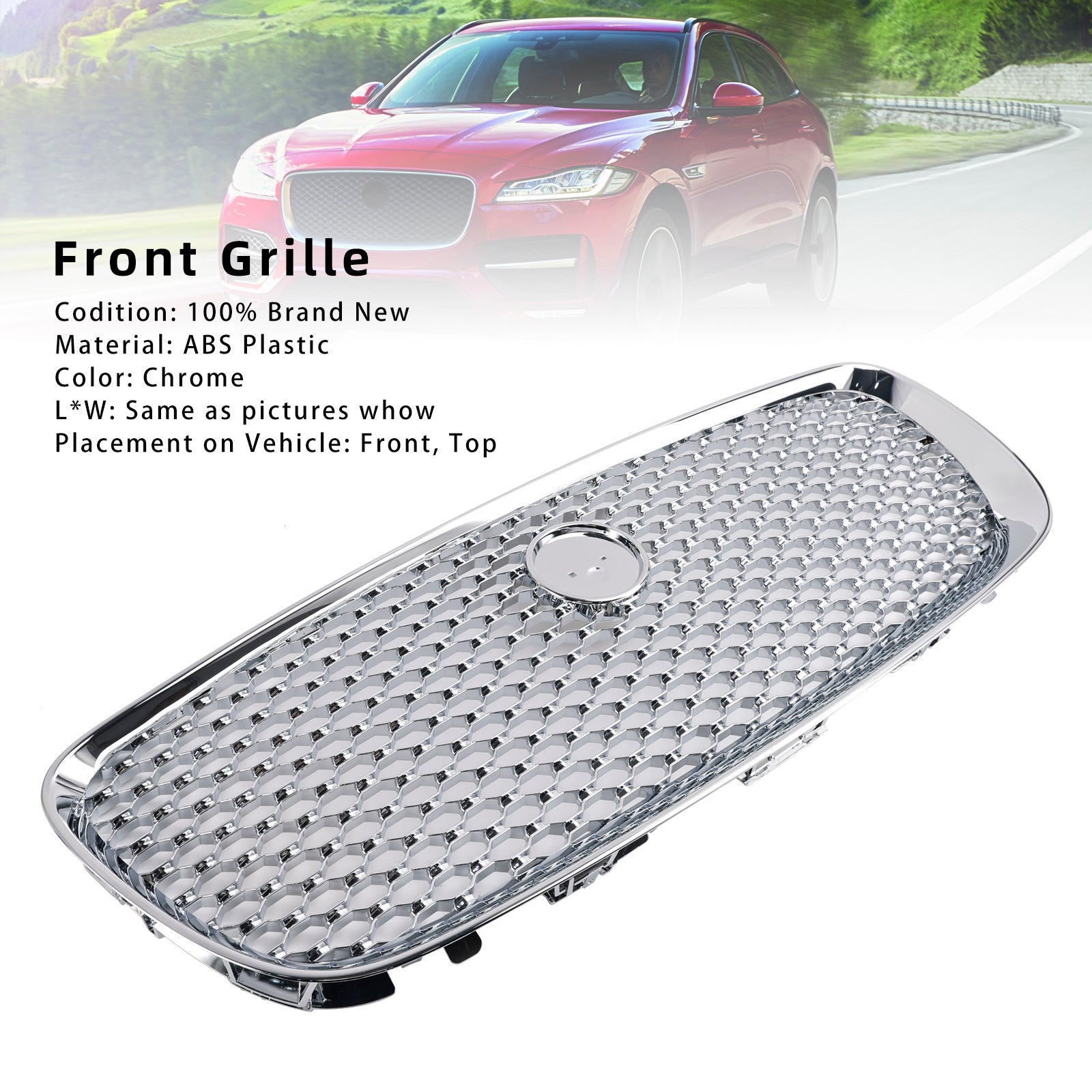 Chromen voorbumper grillrooster geschikt voor JAGUAR F-PACE X761 2016-2020