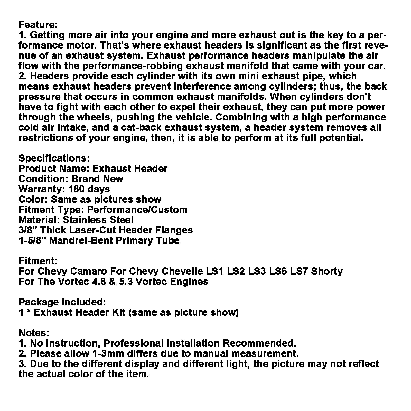 Coletor de cabeçalho FAT FIX Chevy Chevelle Camaro LS1 LS2 LS3 LS6 LS7 Shorty