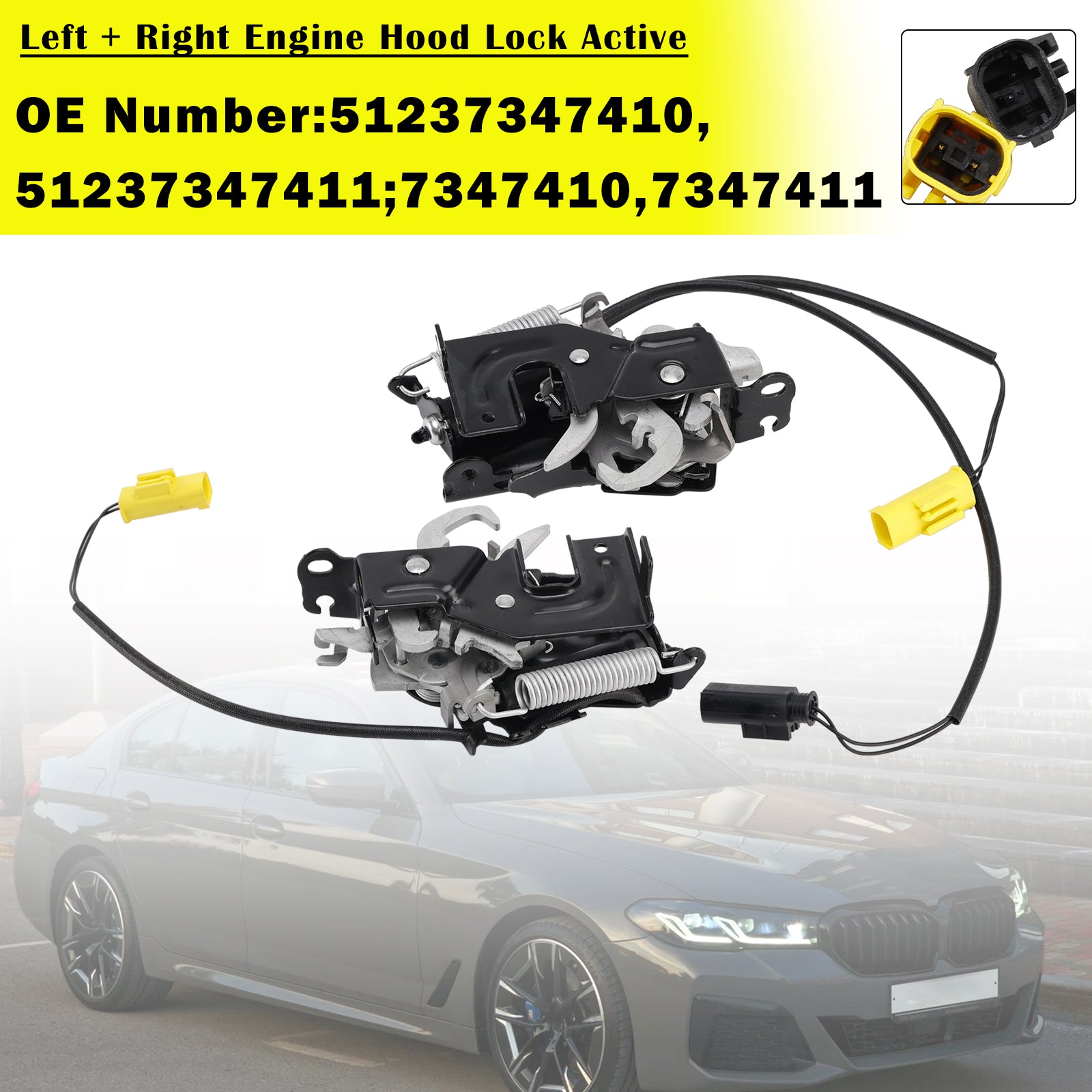 Engine Hood Lock Active Left + Right Set For BMW 5 G30 F90 G31 2016-2023