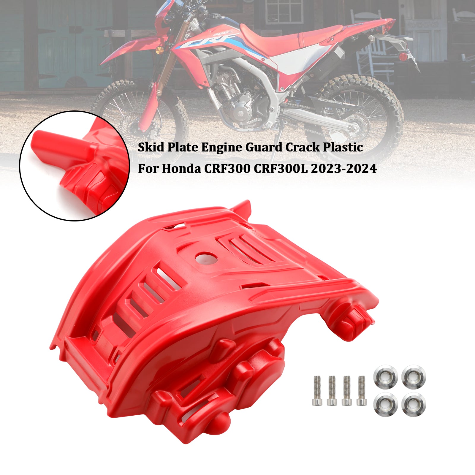 2023-2024 Honda CRF300 CRF300L SKIDPLATT Motorvakt Crack Plastic Plastic