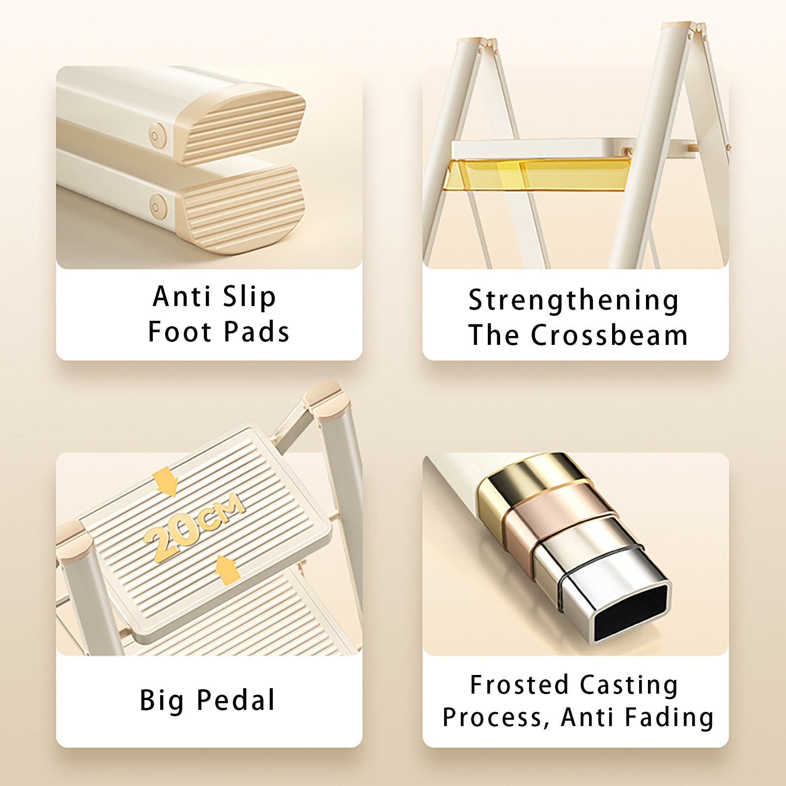 Trapladder, 3 lagen, opvouwbaar, aluminium, ladder, laadvermogen 330,7 lbs