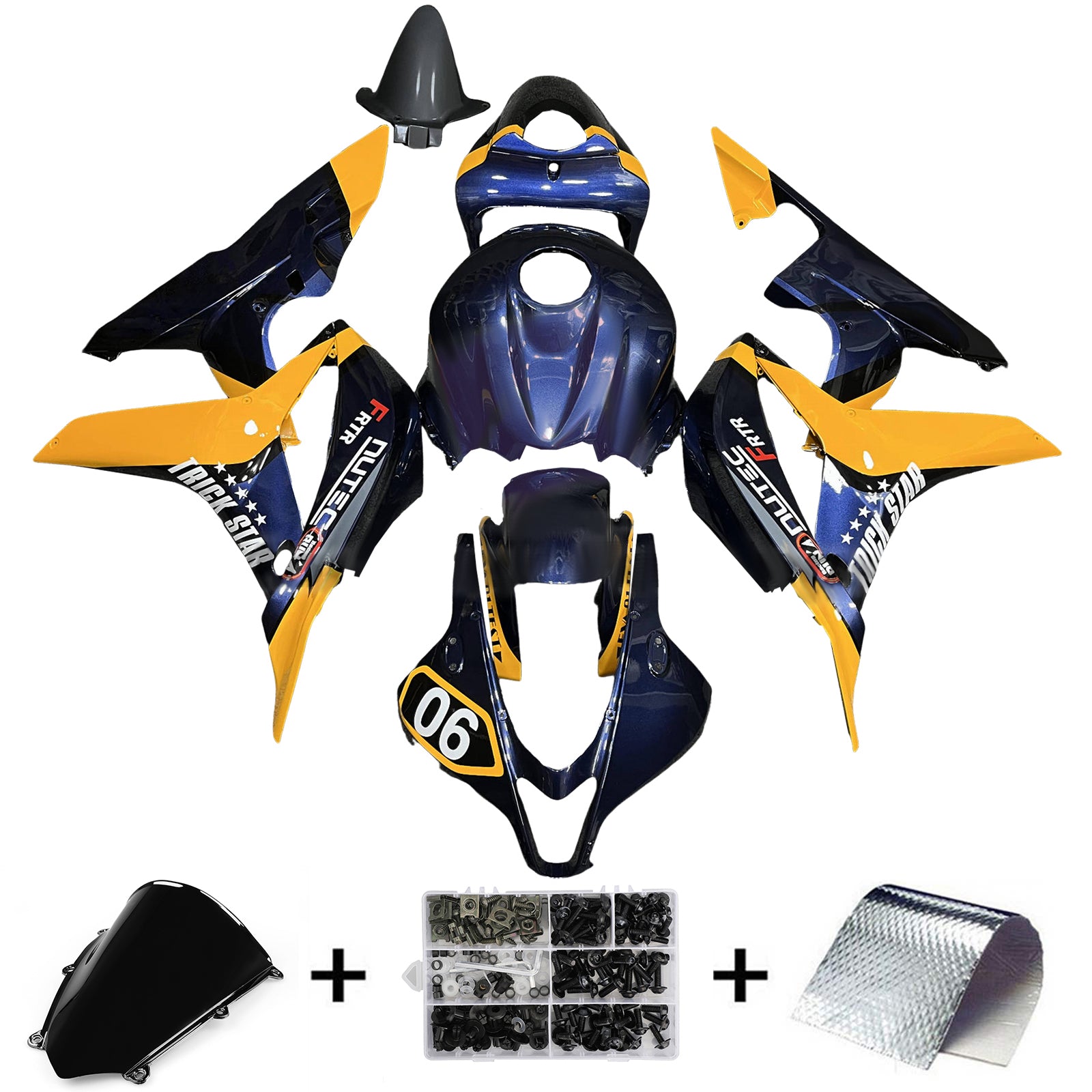 Injektionsmässa Kit Bodywork Plastic ABS för Honda CBR600RR 2007-2008 F5