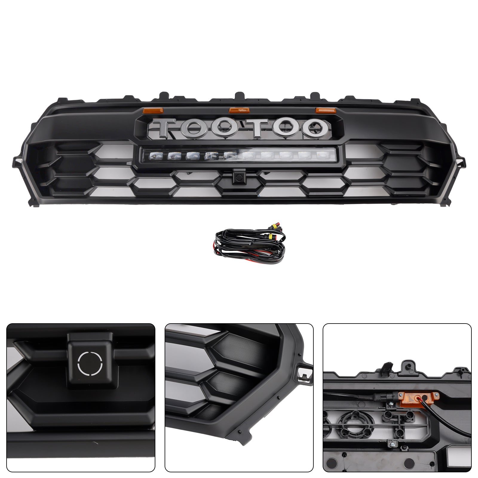 2024+ Toyota Tacoma With Led & Light Bar Black Front Bumper Grill Grille