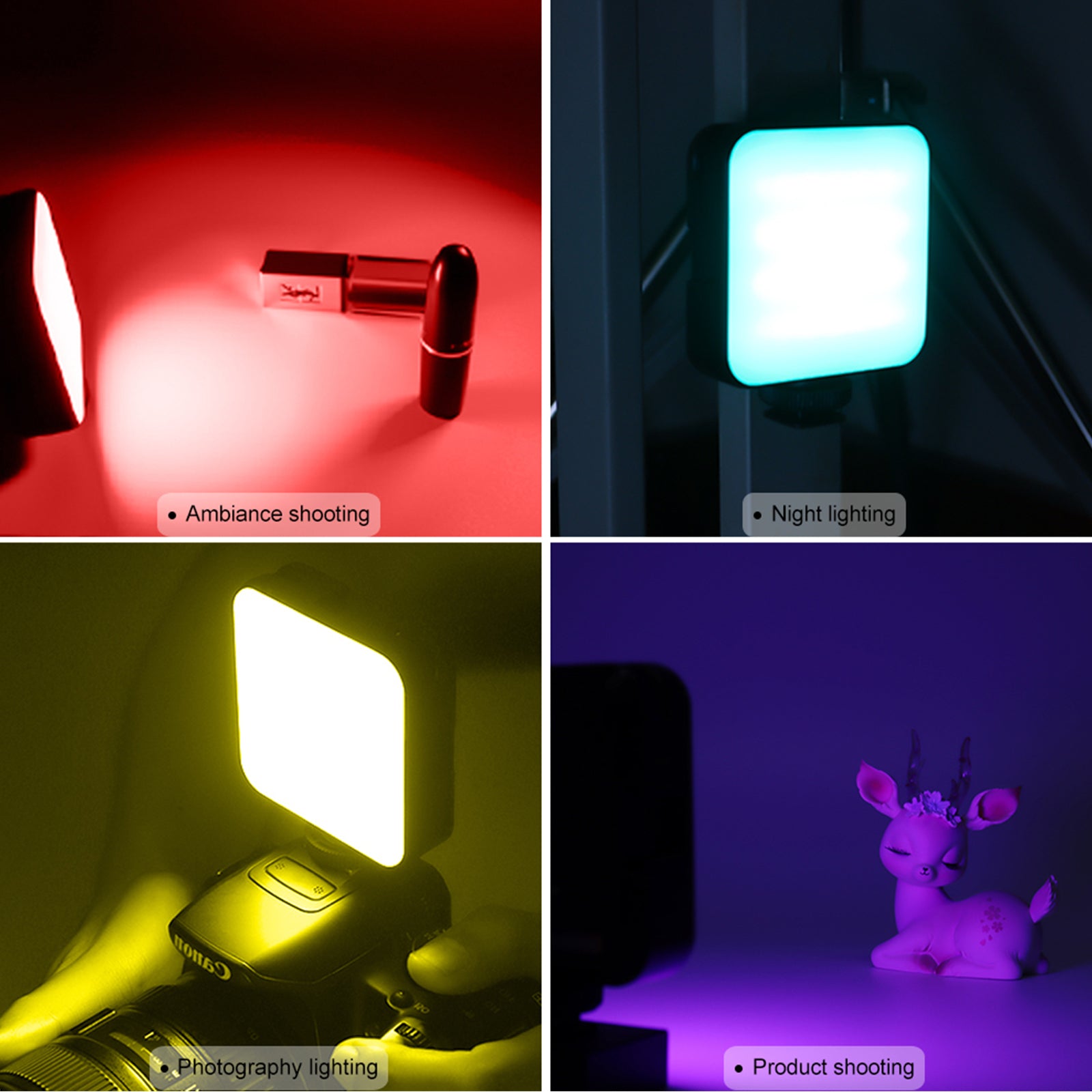 W64 RGB LED-videolicht, invullicht, videocamera, mobiele telefoon, live schoonheid, buiten