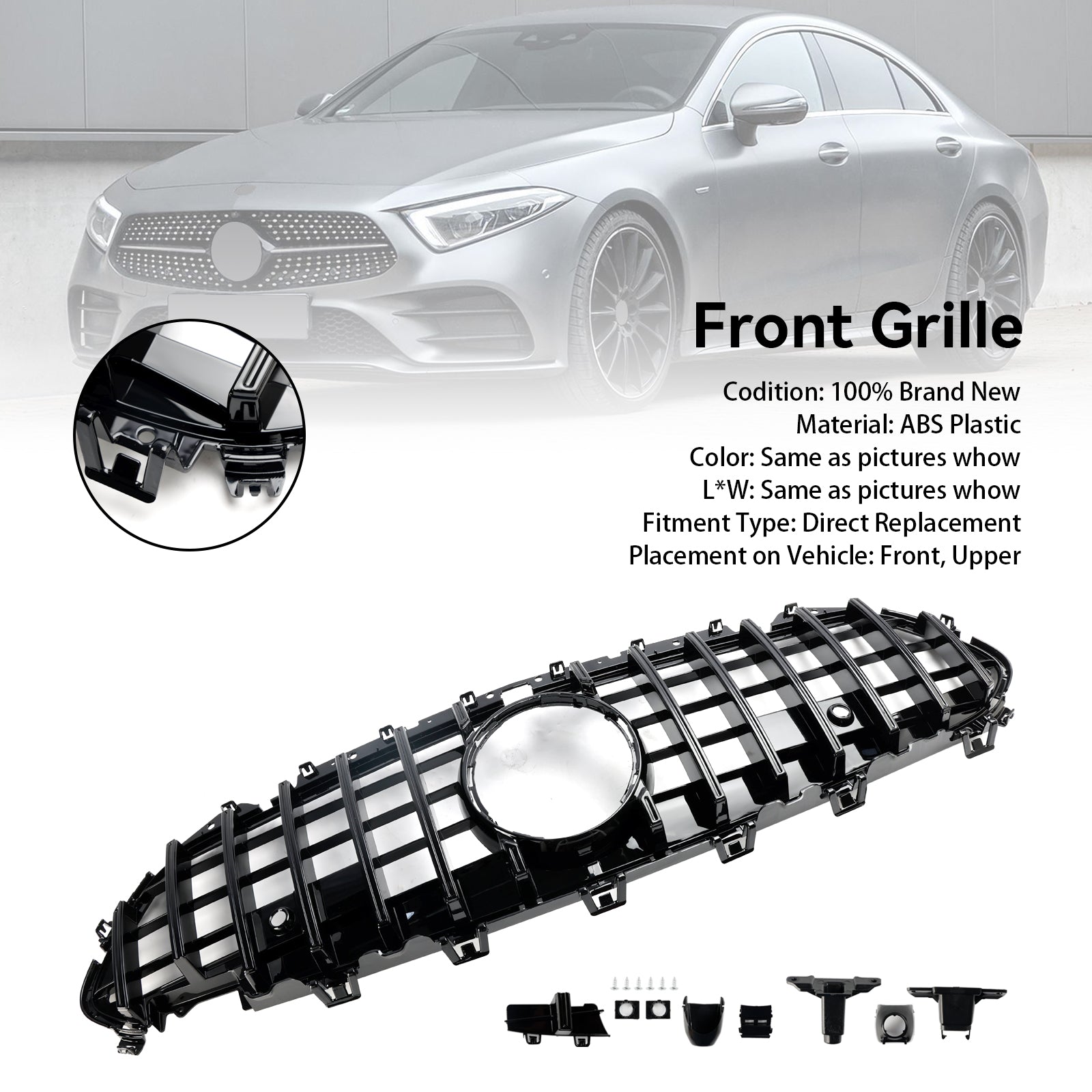 Mercedes CLS C257 2018-2024 W257 Parrilla de parachoques delantera negra para coupé