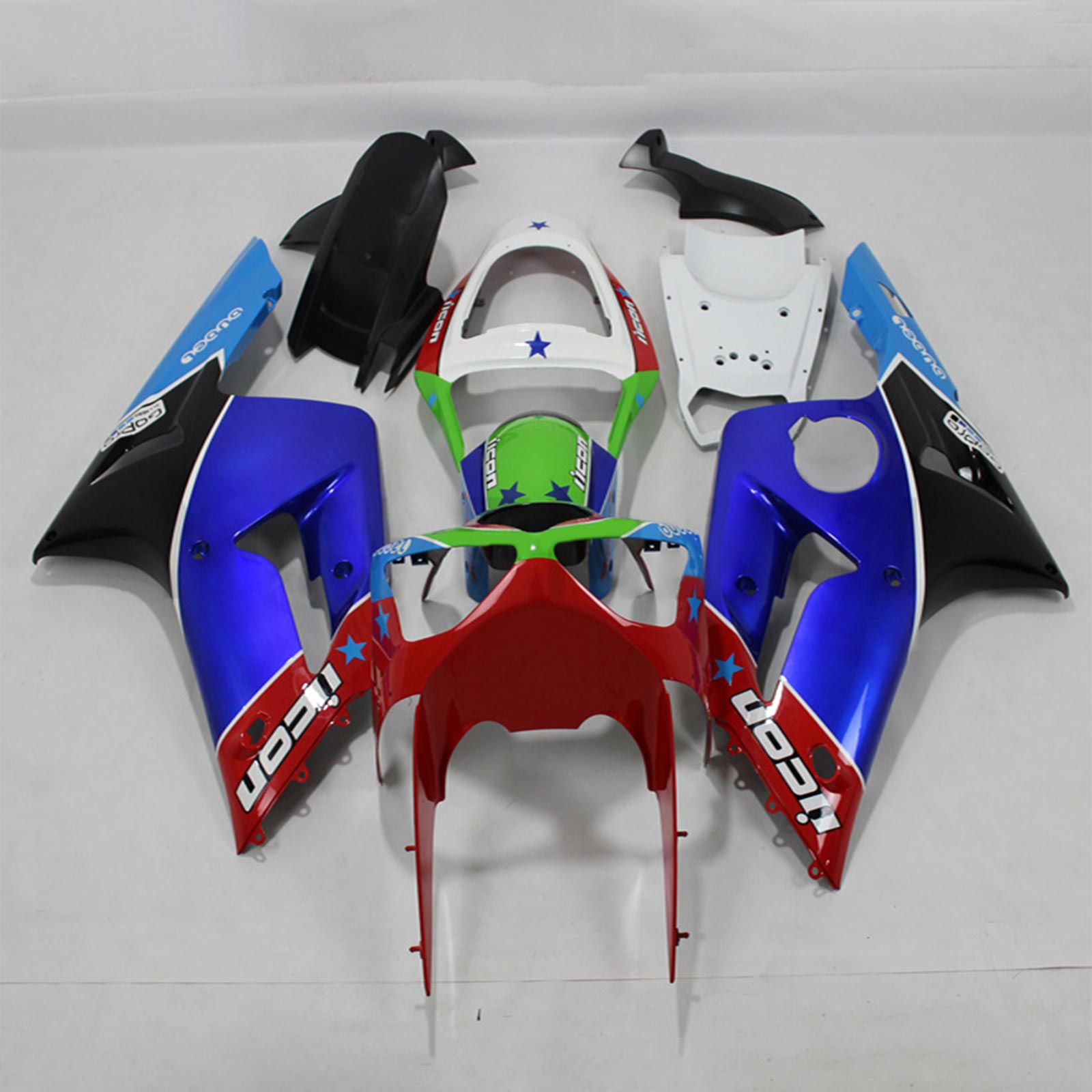 2003-2004 Kawasaki ZX6R 636 Injeksjon Fairing Kit Bodywork Plastic ABS#127
