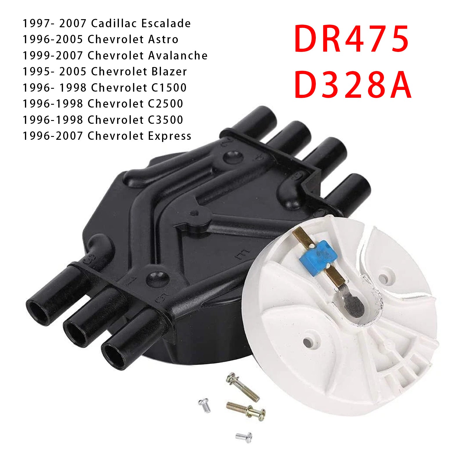 DR475 D328A Capuchon de distributeur d'allumage & Kit de rotor pour Chevrolet Cadillac GMC V6 4,3 L