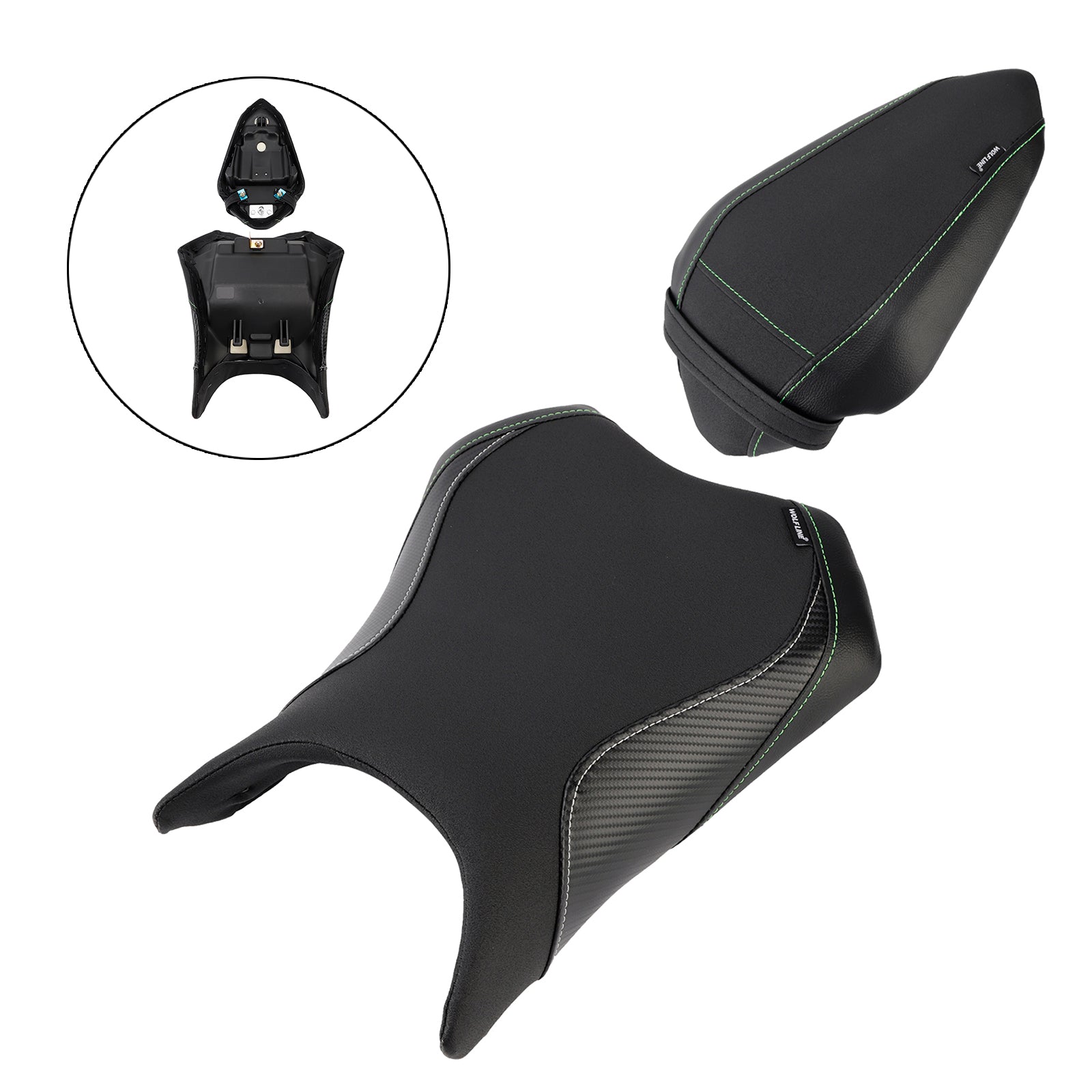 Front&Rear Raider Passenger Cushion Kit Black1 For Kawasaki Ninja 500 Z500 24-25