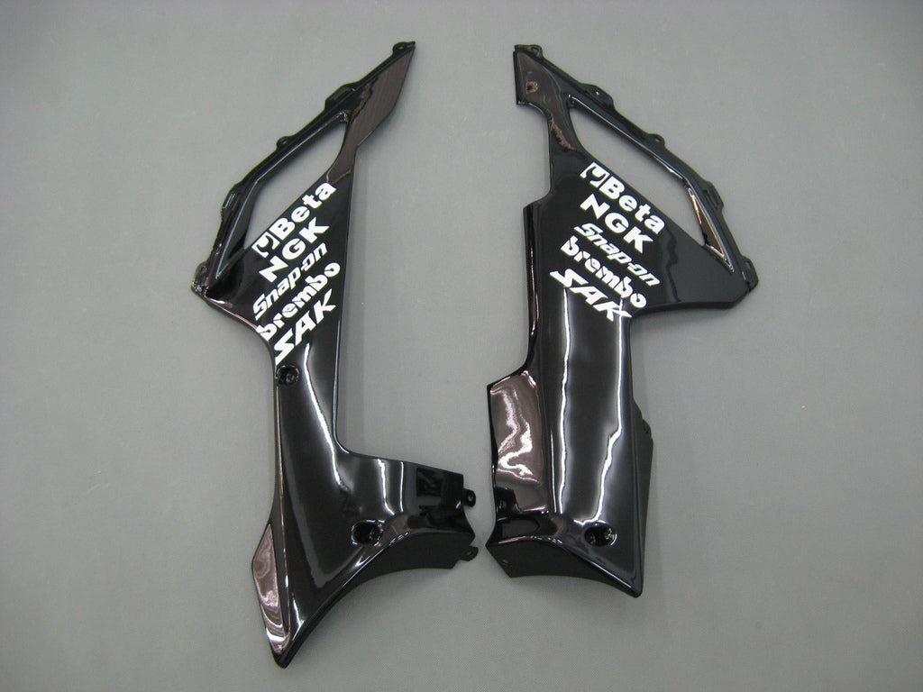 2007-2008 KAWASAKI ZX6R ZX636 FAIRS AMOTOPART BLACK WHITE WEST NINJA RACING COUPES FAIRAGS