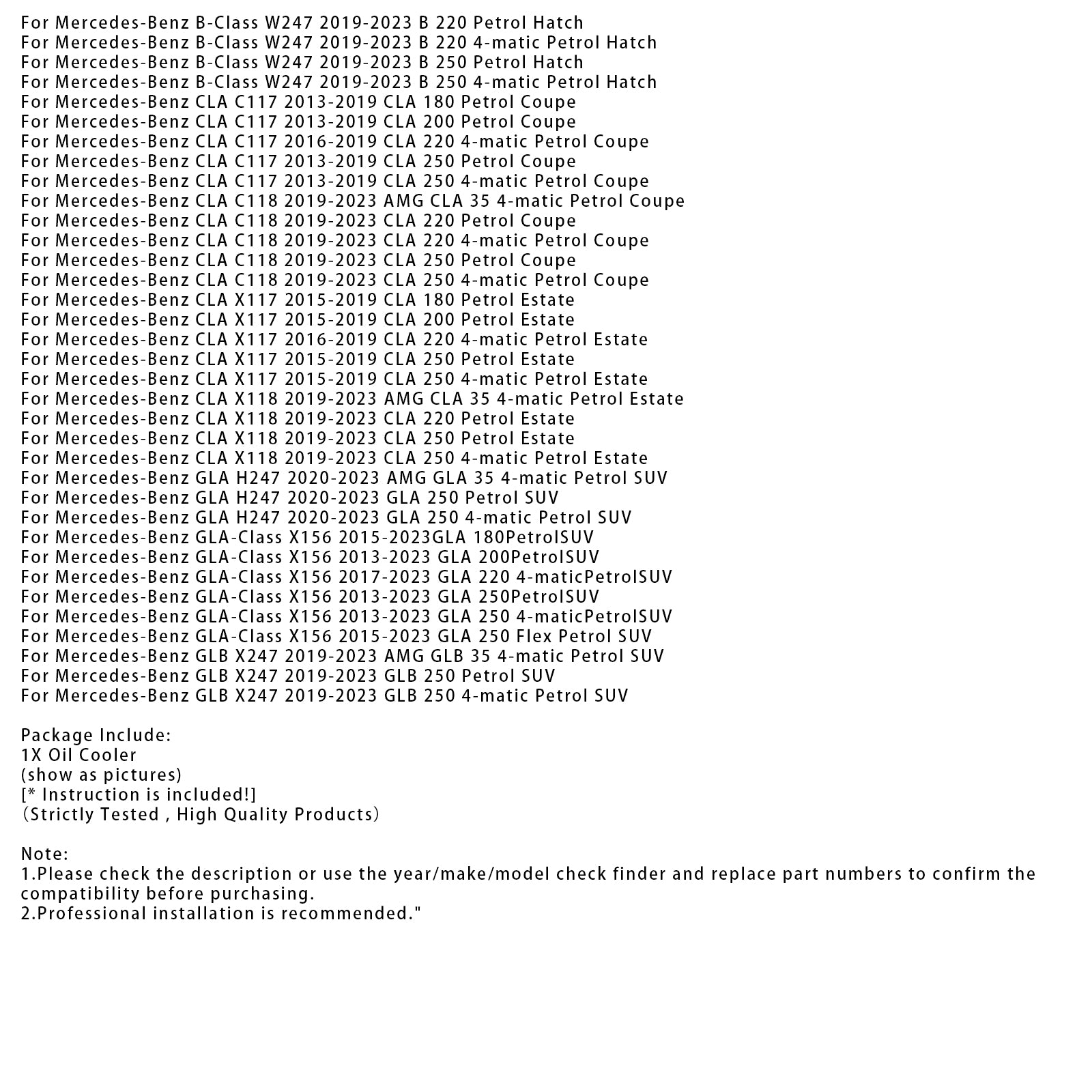 Oliekoelermontage A2701800810 voor Mercedes-Benz CLA C117 C118 X117 GLA H247