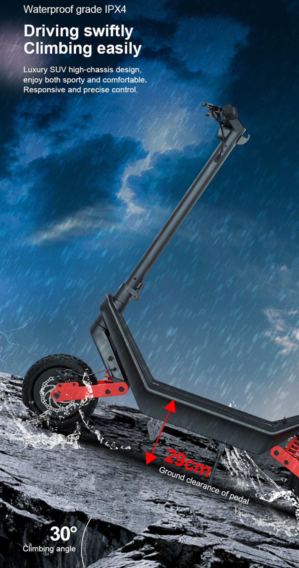 Volwassen krachtige 2400W off-road opvouwbare elektrische scooter met dubbele aandrijving