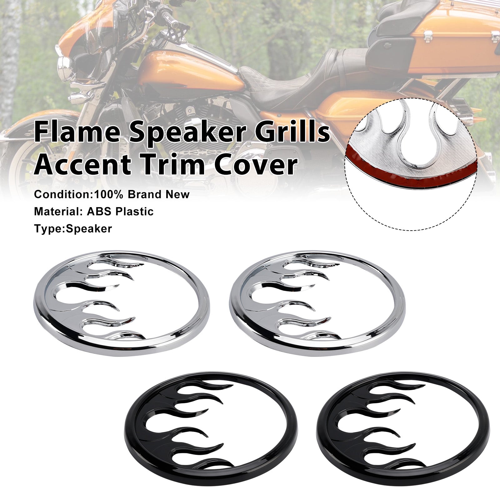 Flame Speaker Grills Accent Trim Cover For Touring Electra Glide Ultra Classic