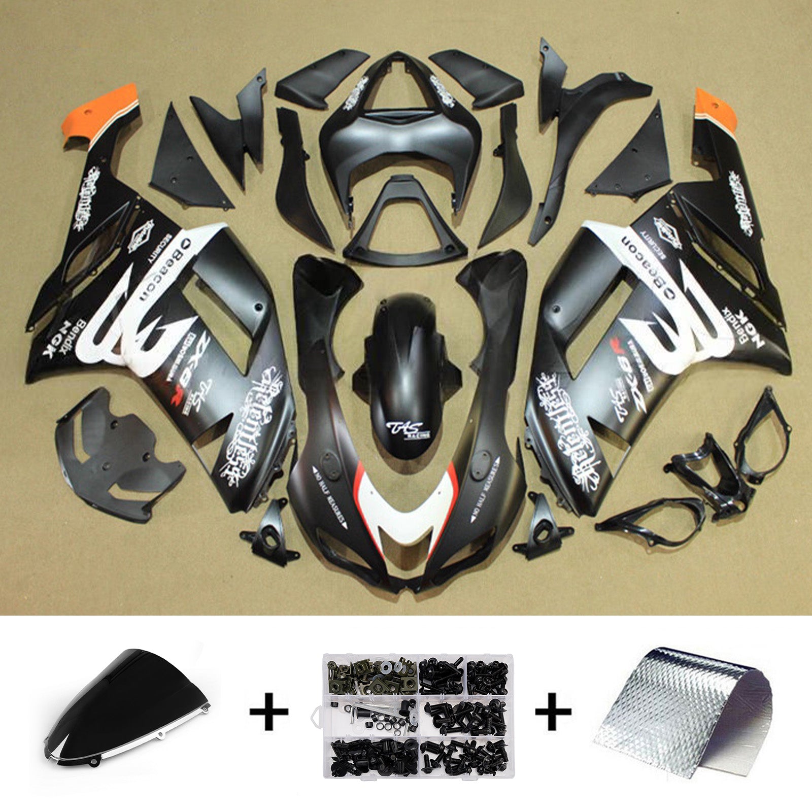 Injection Fairing Kit Bodywork Plastic ABS fit For Kawasaki ZX6R 636 2007-2008