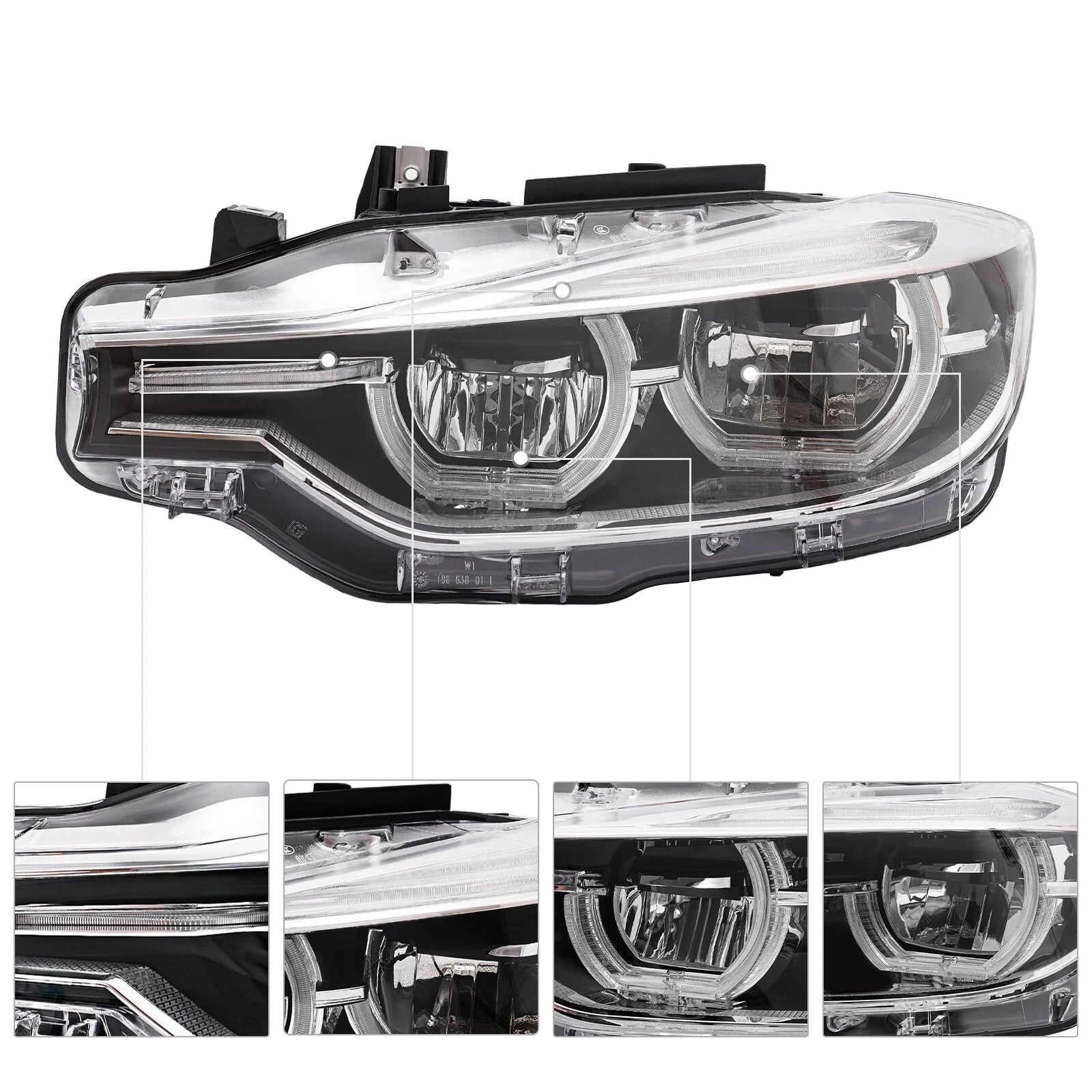 Left+Right LED Headlight For BMW 3 Series F30 F31 2016-2019 Without AFS