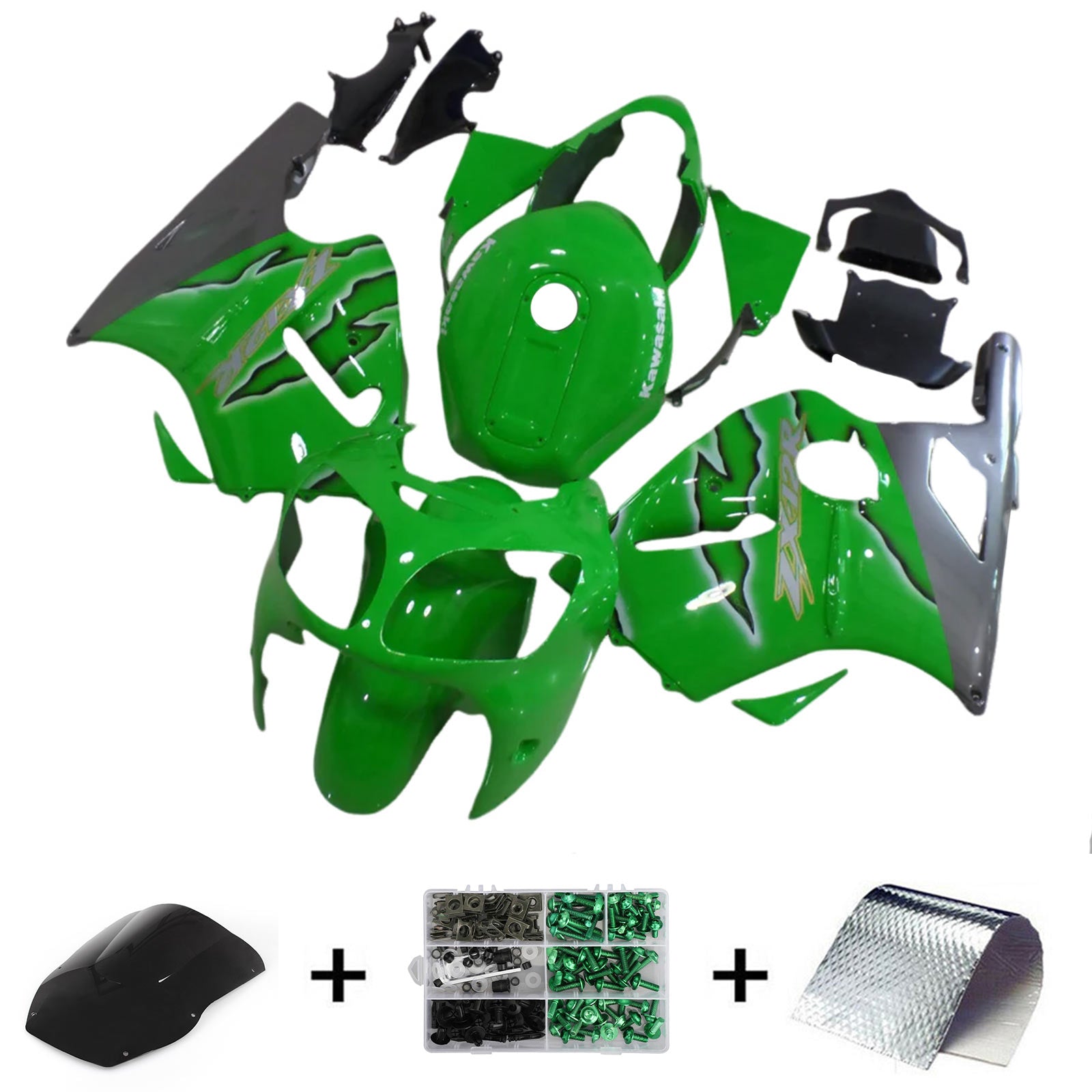 2000-2001 Kawasaki ZX12R Injektionsmässa kit Kroppsarbete Plastisk ABS