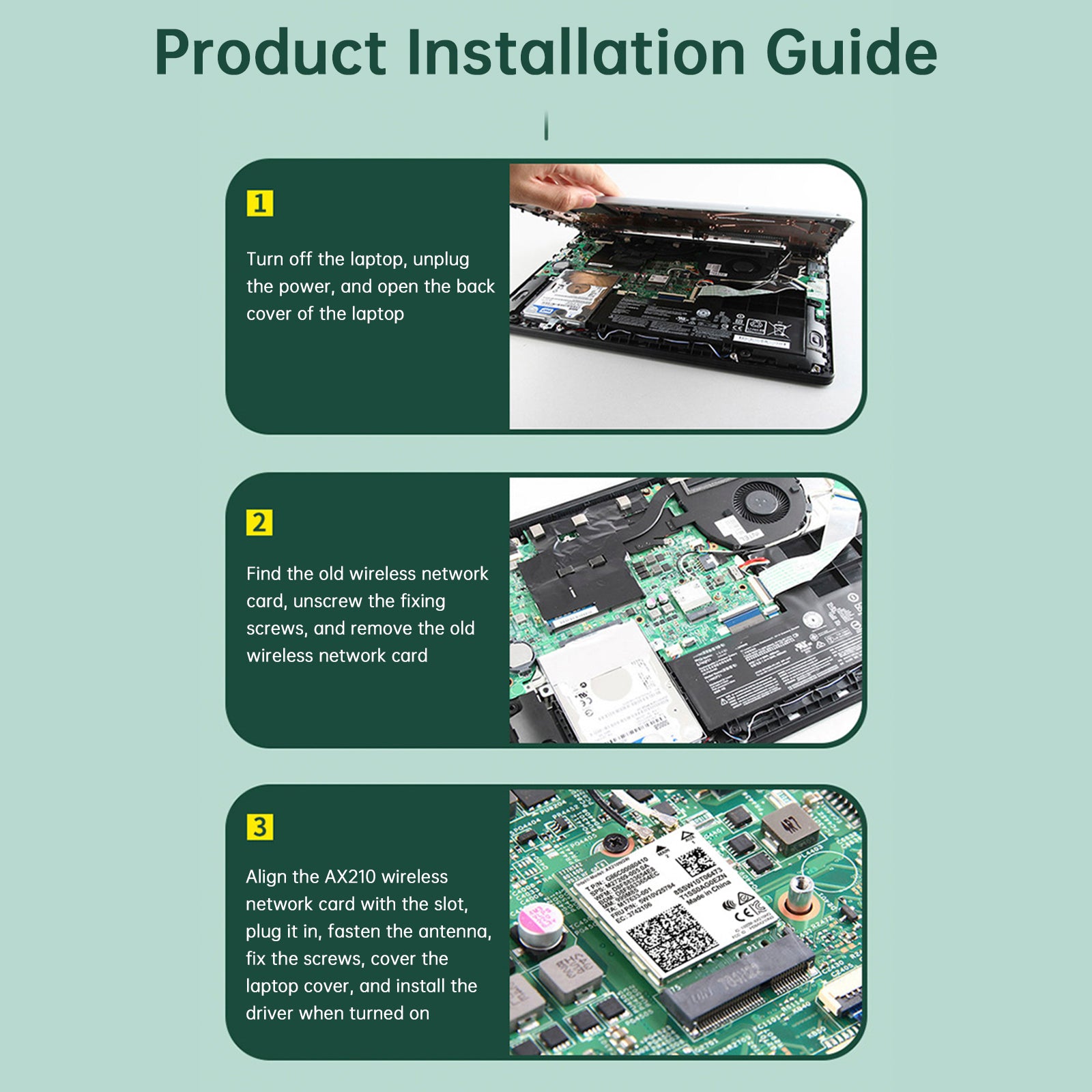 AX210-modul Bluetooth 5374Mbps høyhastighets gigabit nettverkskort støtter wifi6