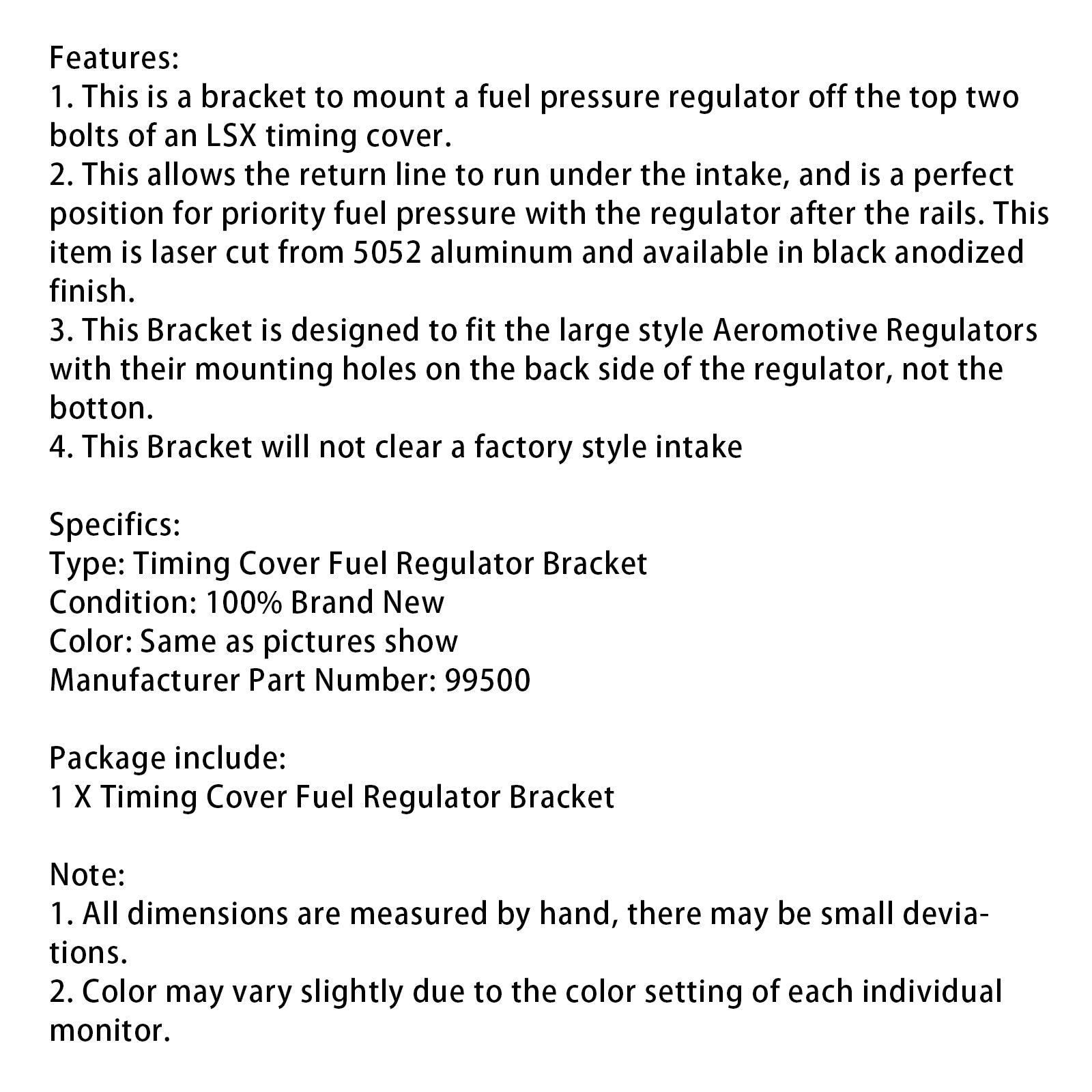 LS Timing Cover Fuel Regulator Bracket 99500 Fit LSX timing cover