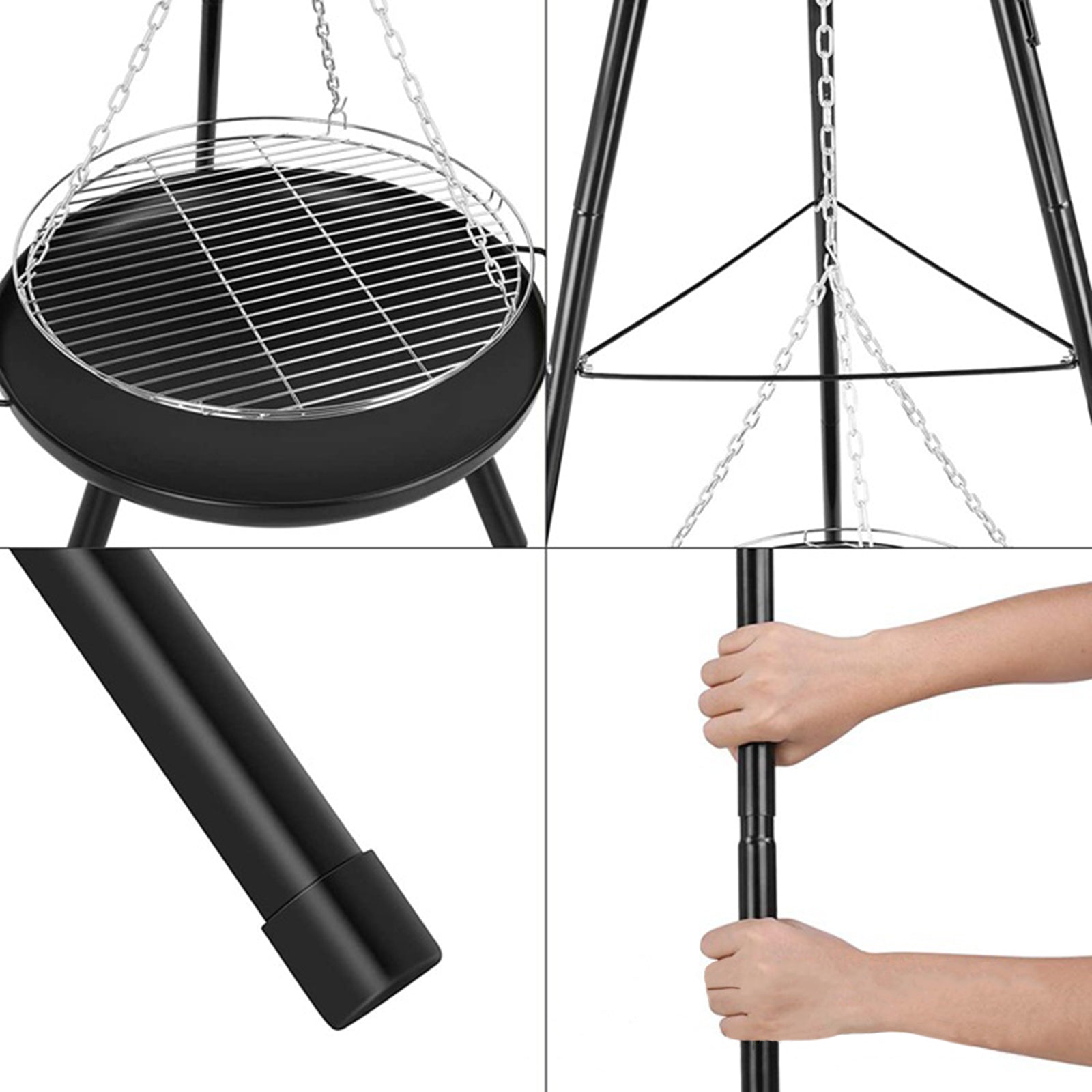 Tripé Outdoor Fire Pit BBQ redonda do jardim do jardim de churrasco extra grande
