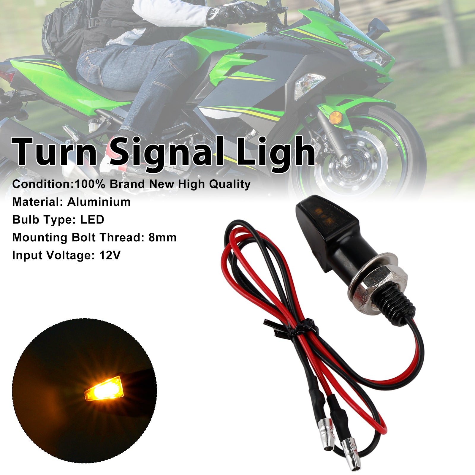 12V LED -turneringsindikatorljus 8mm Universal Motorcykel för Yamaha