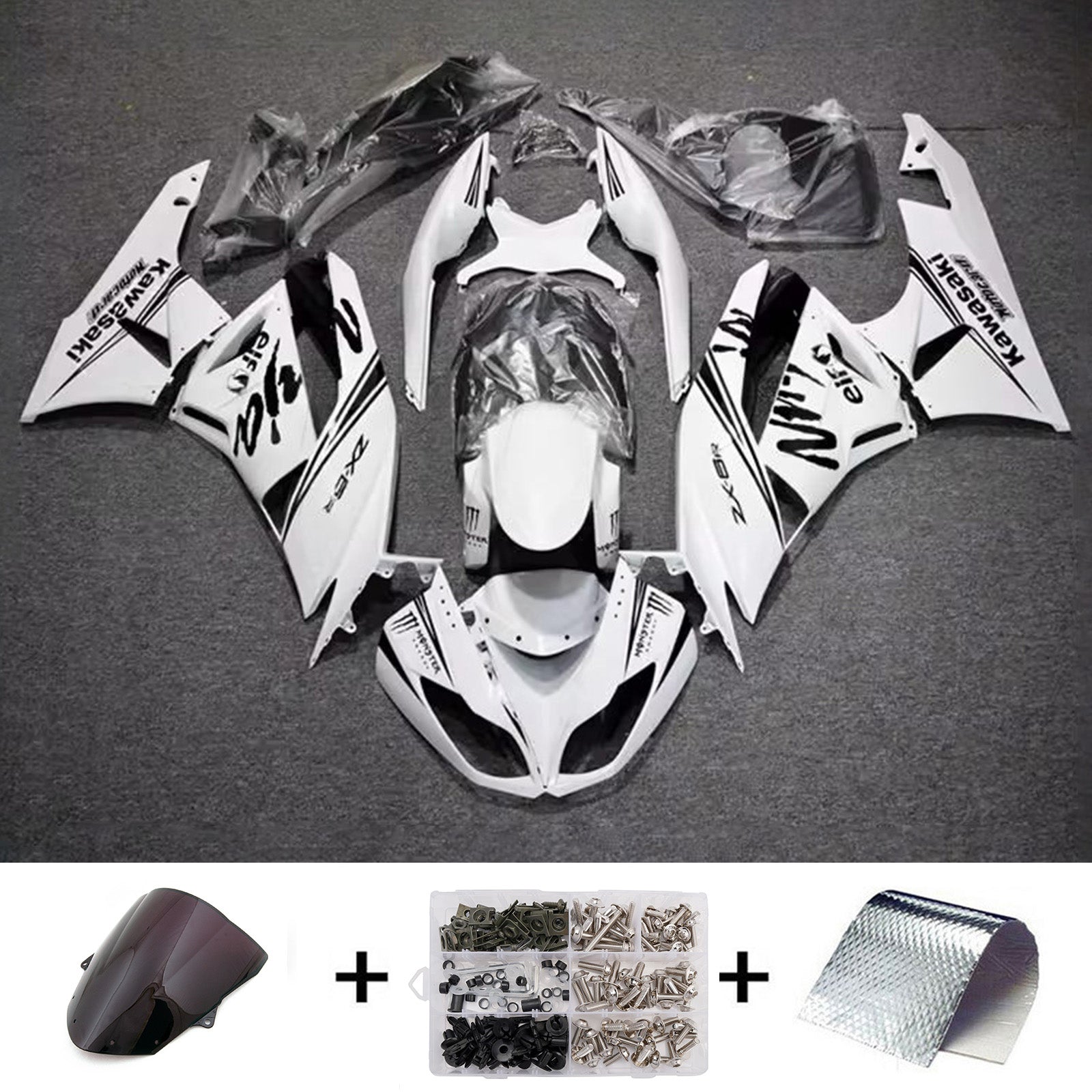 Kit carena iniezione carrozzeria in plastica ABS adatta per Kawasaki ZX6R 636 2009-2012