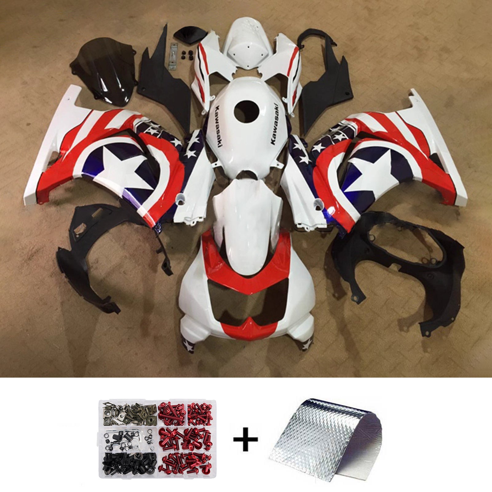 Kit carena iniezione carrozzeria in plastica ABS adatta per Kawasaki EX250 Ninja250R 2008-2012