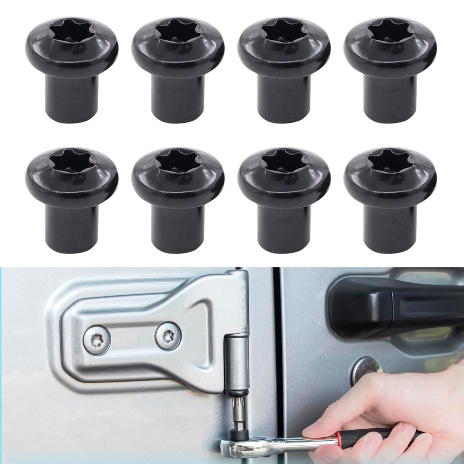8Pcs Door Hinge Nut Bolt 6511744AA For Jeep Wrangler JK 2007-2019