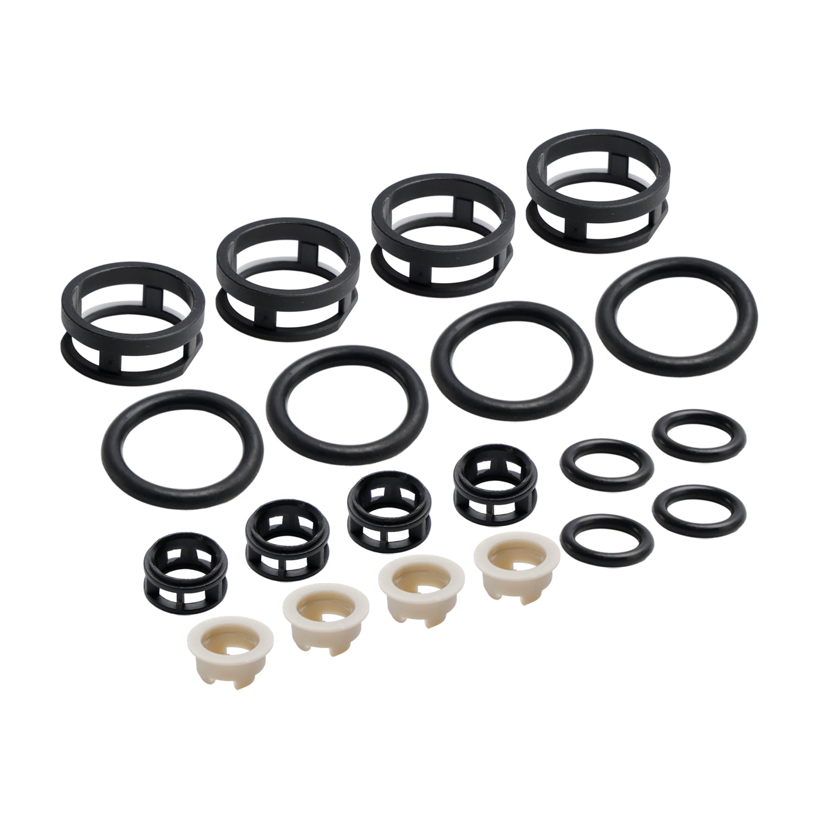 NISSAN JECS - Altima/Sentra/Infiniti/G20 V4 4st Sidmatningsbränsle Injektor Reparationssatsfilter Tätningar O -ringar Pintle Caps