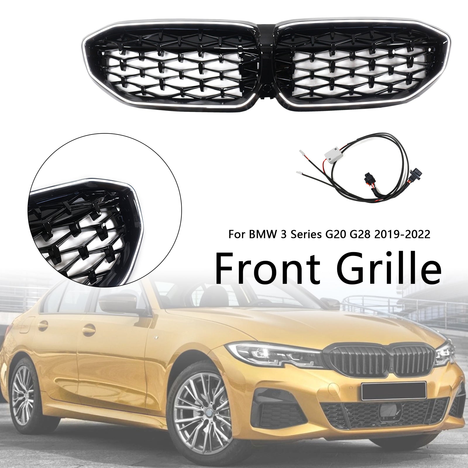 Parrilla de riñón de diamante negro BMW Serie 3 G20 2019-2022 51138072085