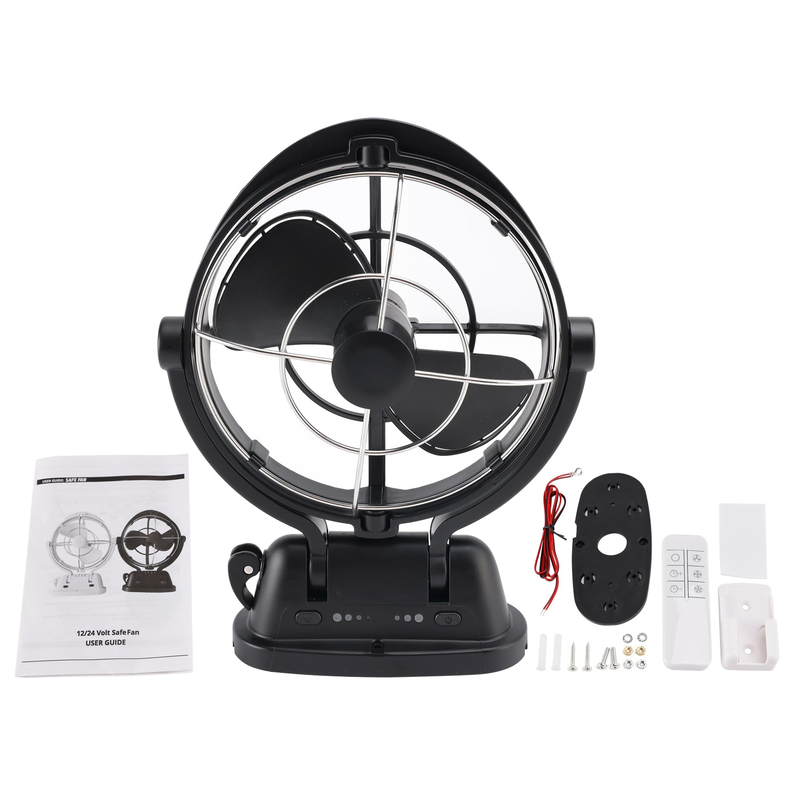 12V/24V Auto-Sensing Low-Power Draw Fan For Boats and RV Black