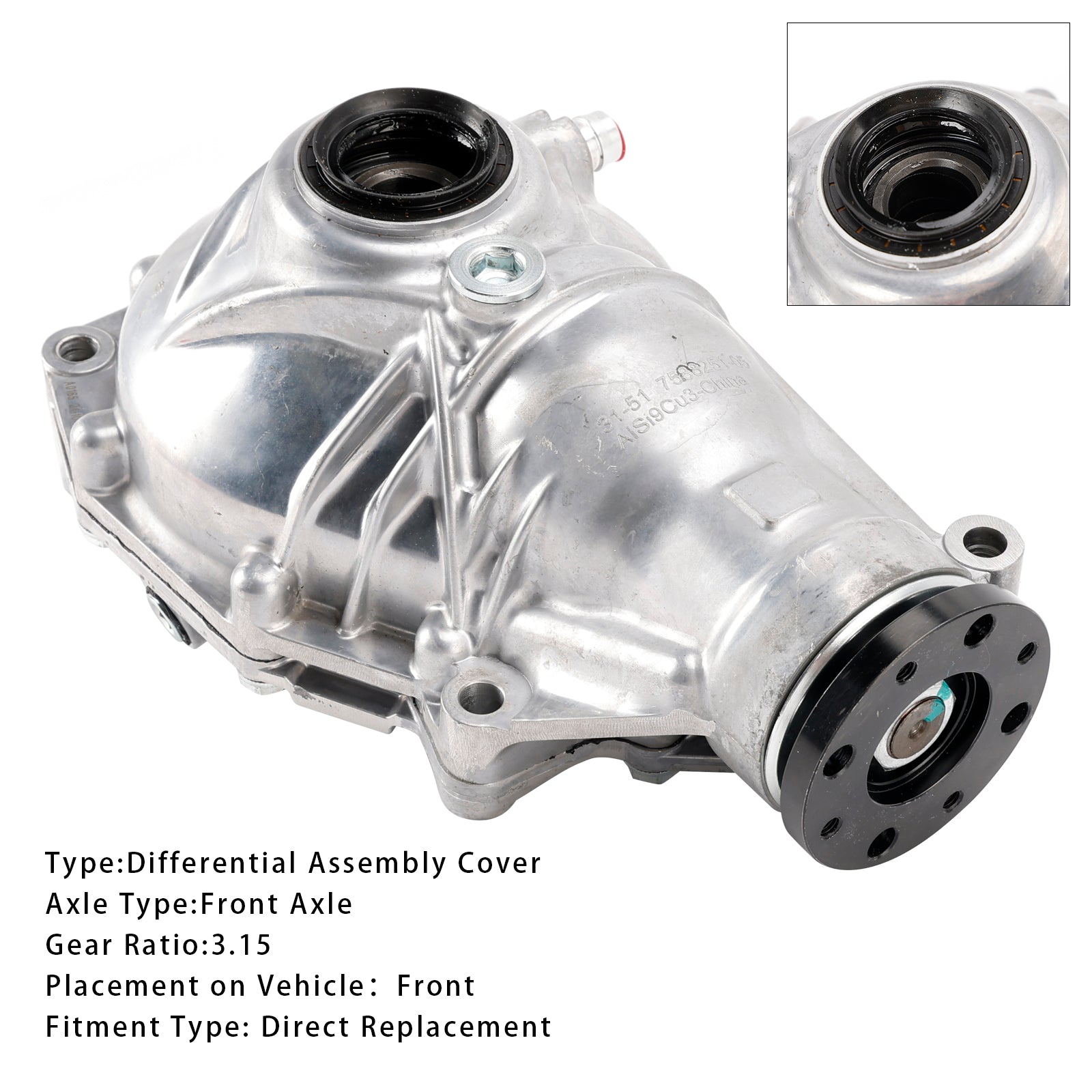 2015-2019 BMW X6 XDRIVE35I 3,0L L6 - Diferenciálny nosič prednej nápravy plynu 31517588251 31508635861