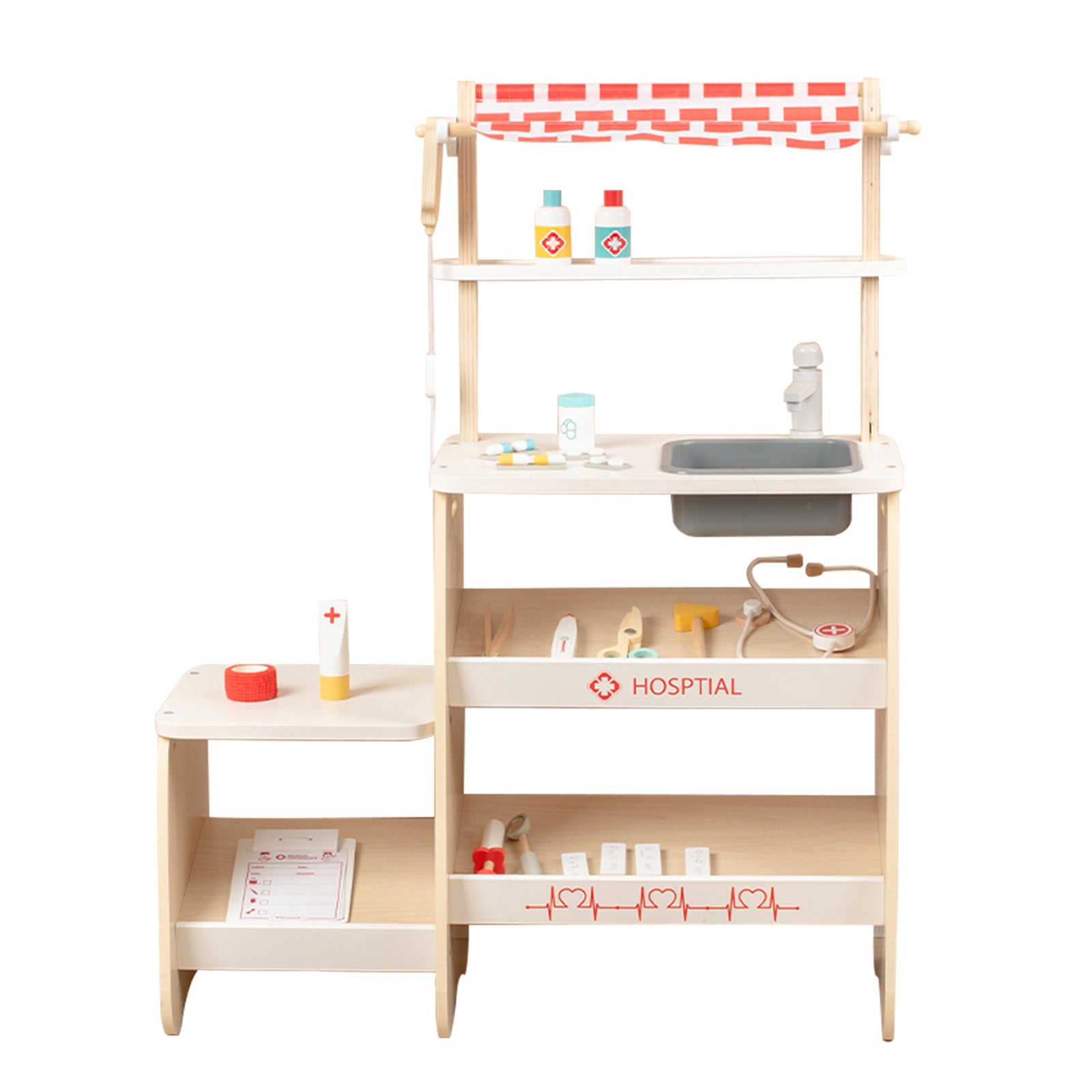 Juego de juguetes de simulación con soporte para clínica médica para niños con 22 accesorios a partir de 3 años