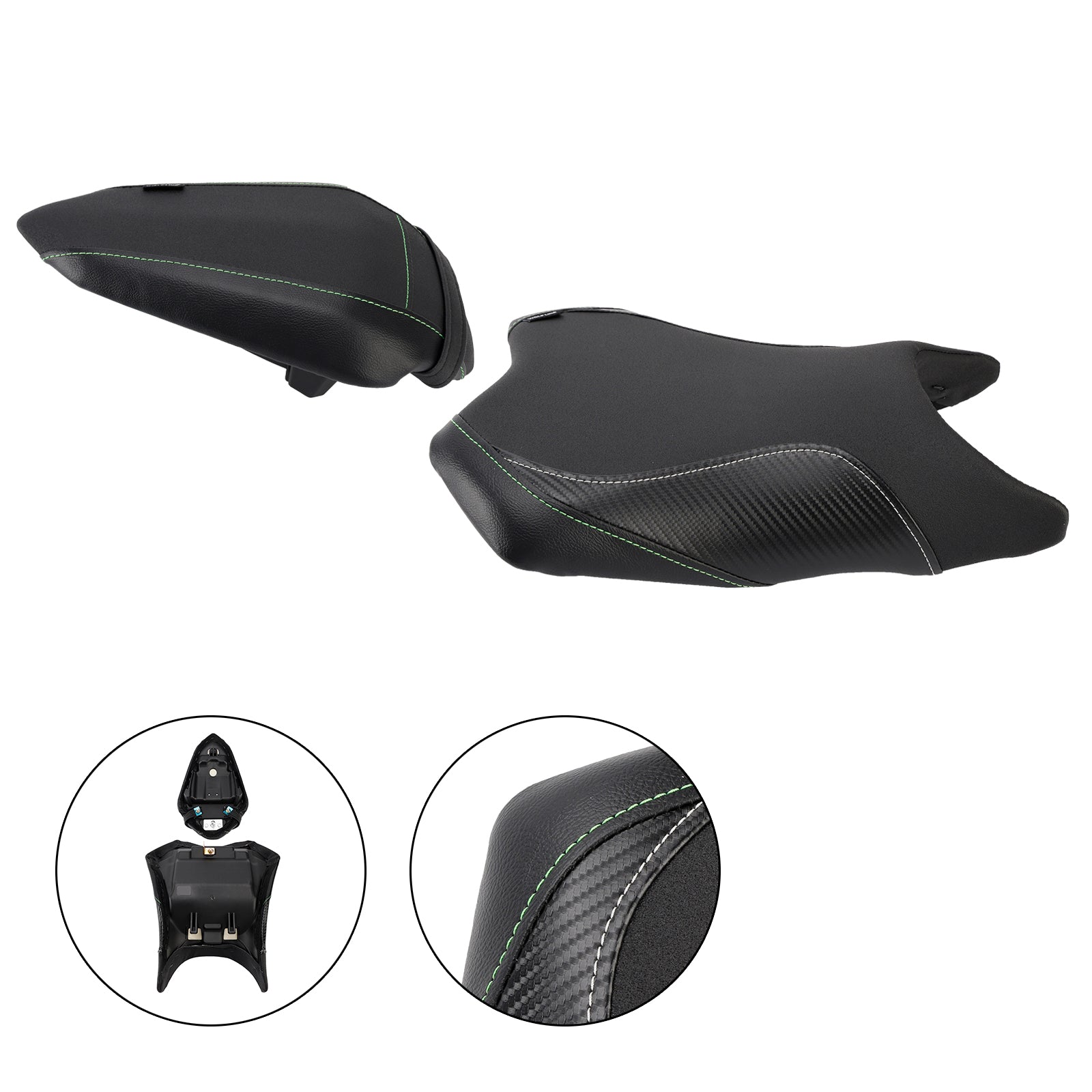 Front&Rear Raider Passenger Cushion Kit Black1 For Kawasaki Ninja 500 Z500 24-25
