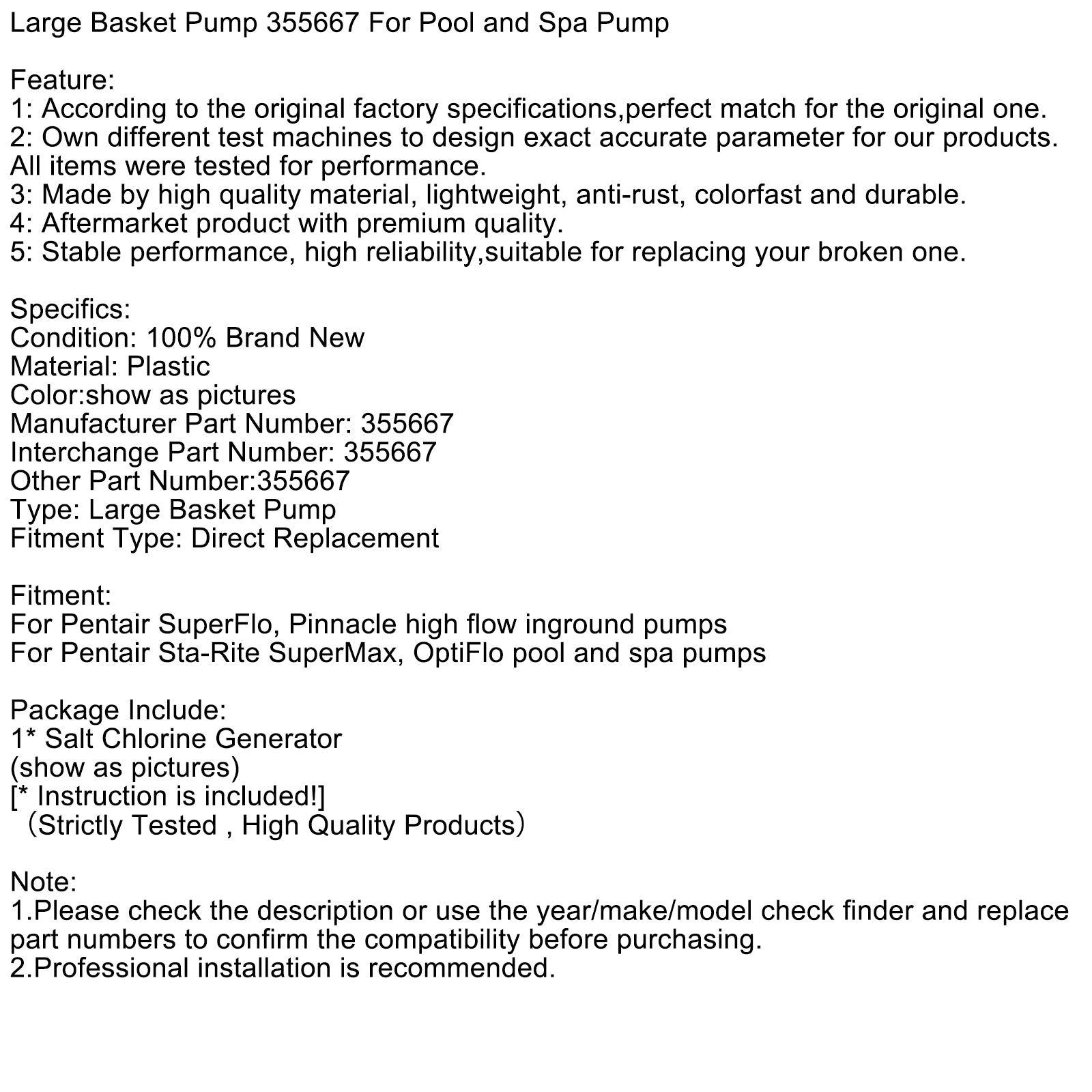 Grote mandpomp 355667 Voor zwembad- en spapomp