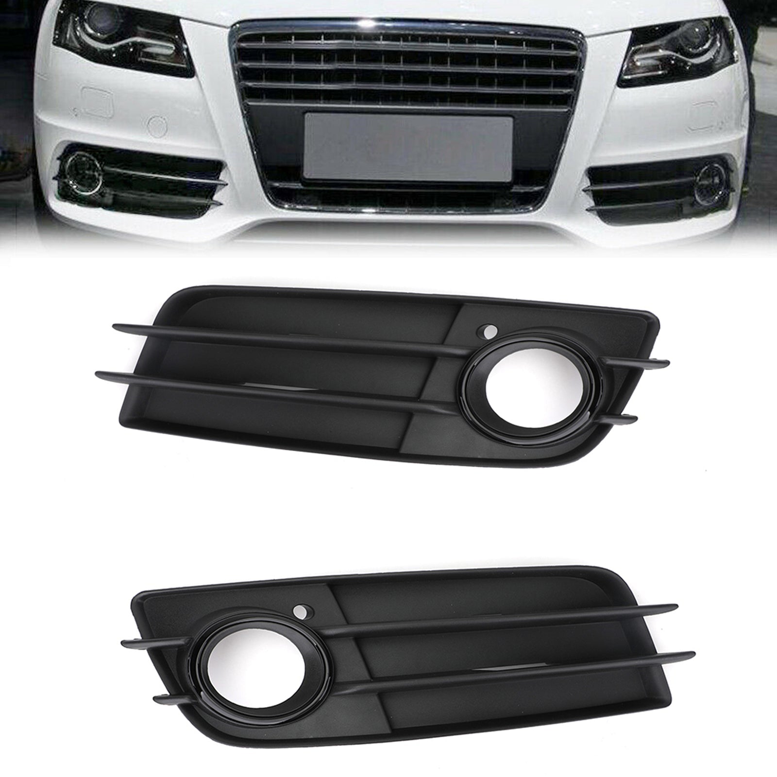 2008-2012 Audi A4 S-Line Front Bumper Black Fog Light Grille Cover