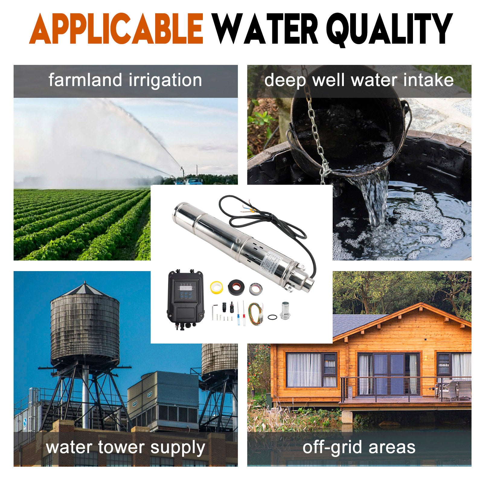 3" 72V 1,2KW hlboko studňová solárna ponorná vrtná vodná hlava 180M