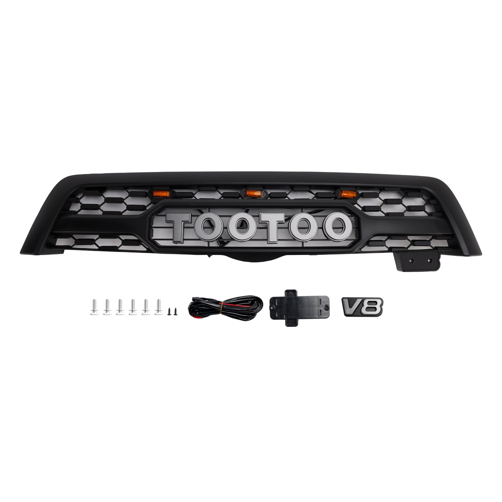 Matte Black Front Bumper Grill Grille Fit Toyota Sequoia 2005-2007 W/ Led Light