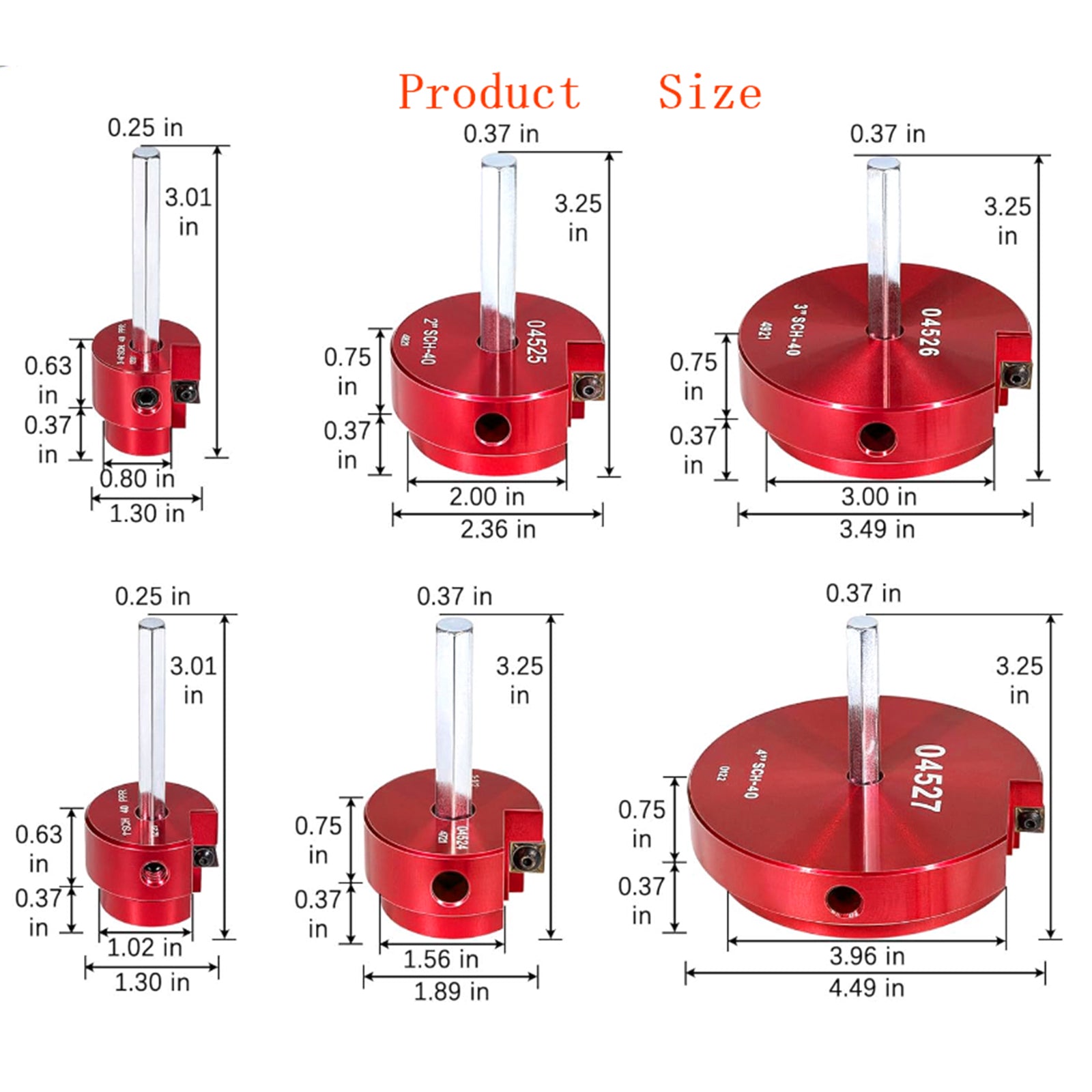 04529 For PPRK6 plastrørkobling, opprimmer, 6-delers sett, passer til standard 1/2"Driller
