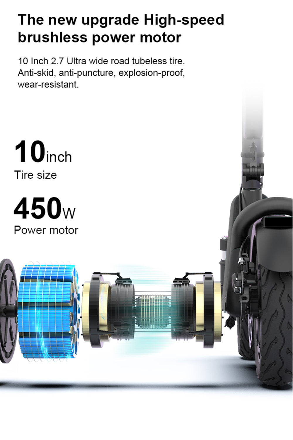 10" Opvouwbare elektrische scooter van aluminiumlegering met schokdemping en achterwielaandrijving voor volwassenen